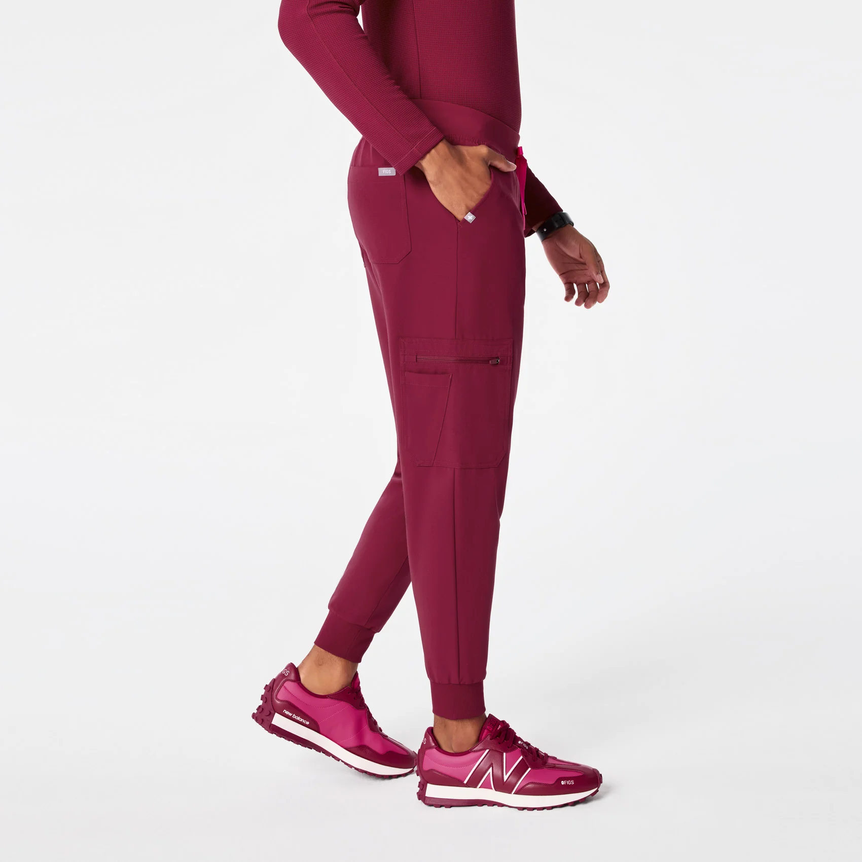 men's Deep Cranberry Brey Tall Jogger - Scrub Pant - Image 3