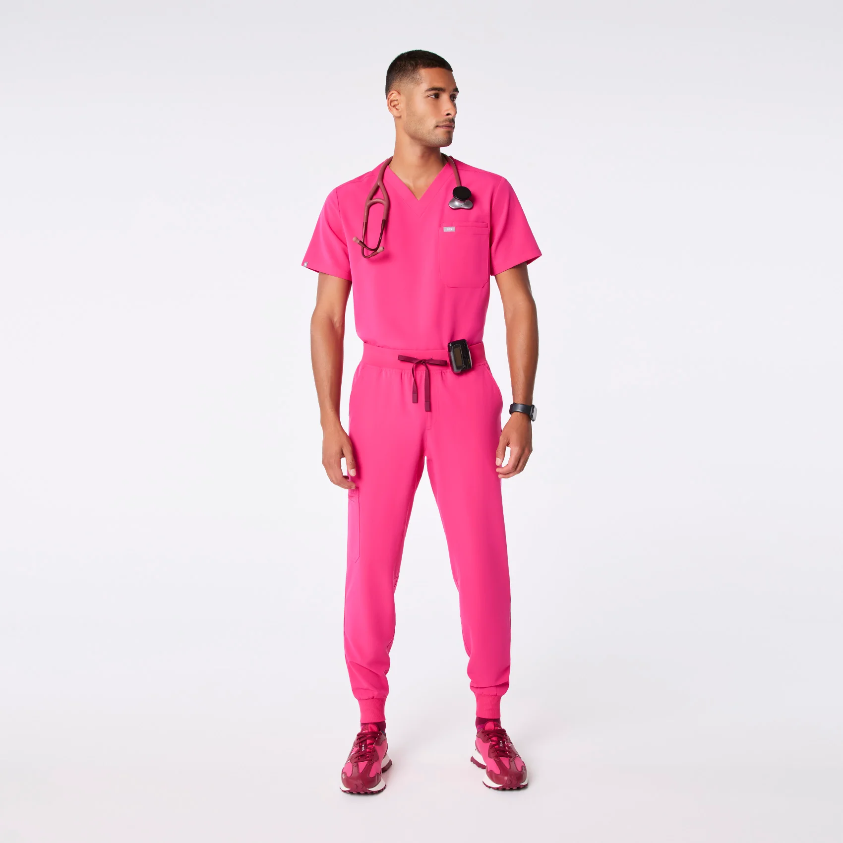 men's Shocking Pink Brey Tall Jogger - Scrub Pant - Image 2