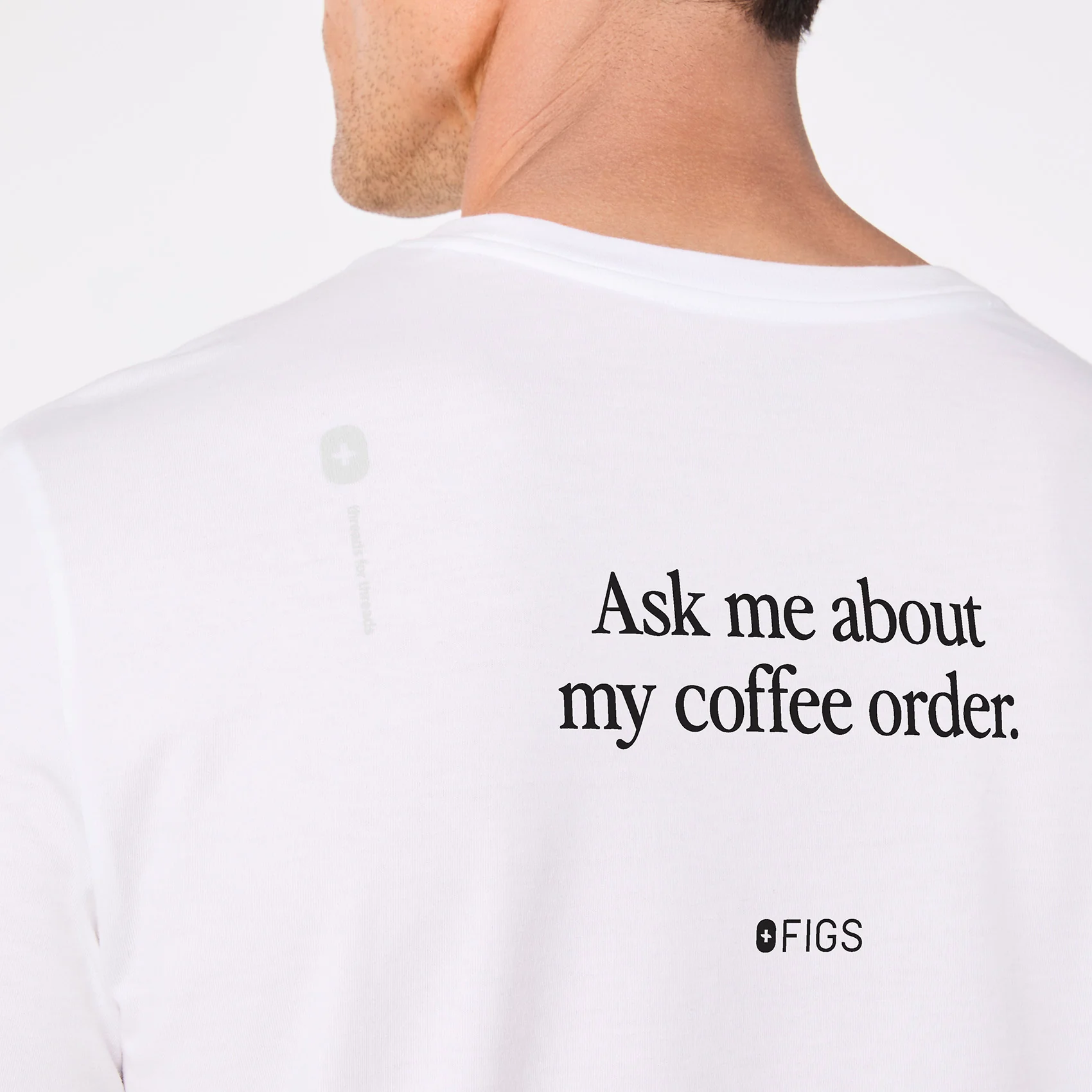 men's White Coffee Order Supersoft - Longsleeve Underscrub - Image 2