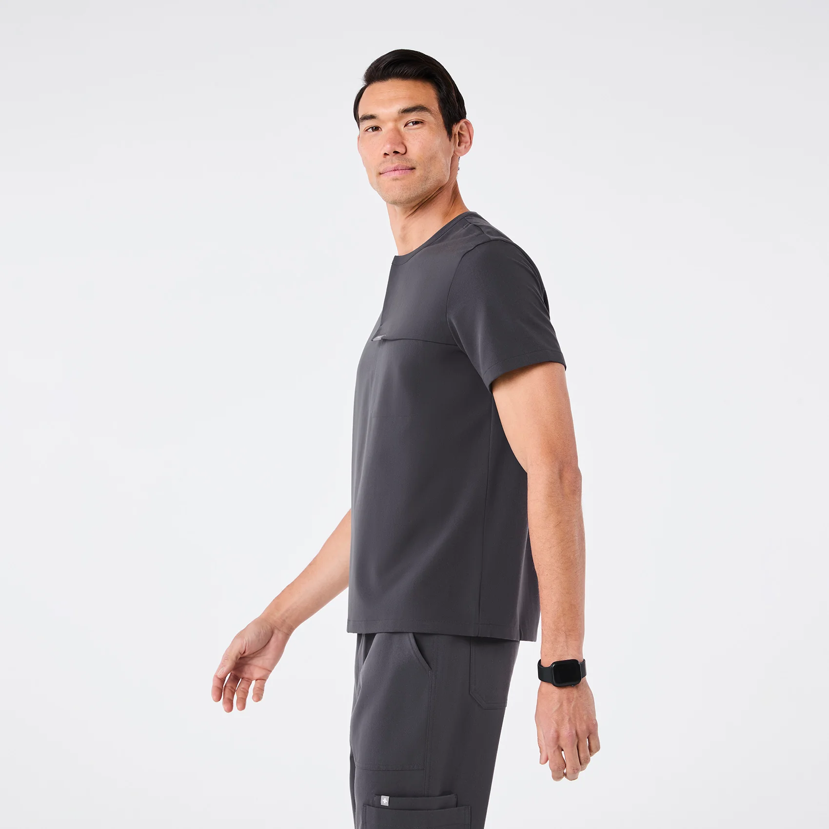 men's Charcoal Corfield - Henley Scrub Top - Image 3