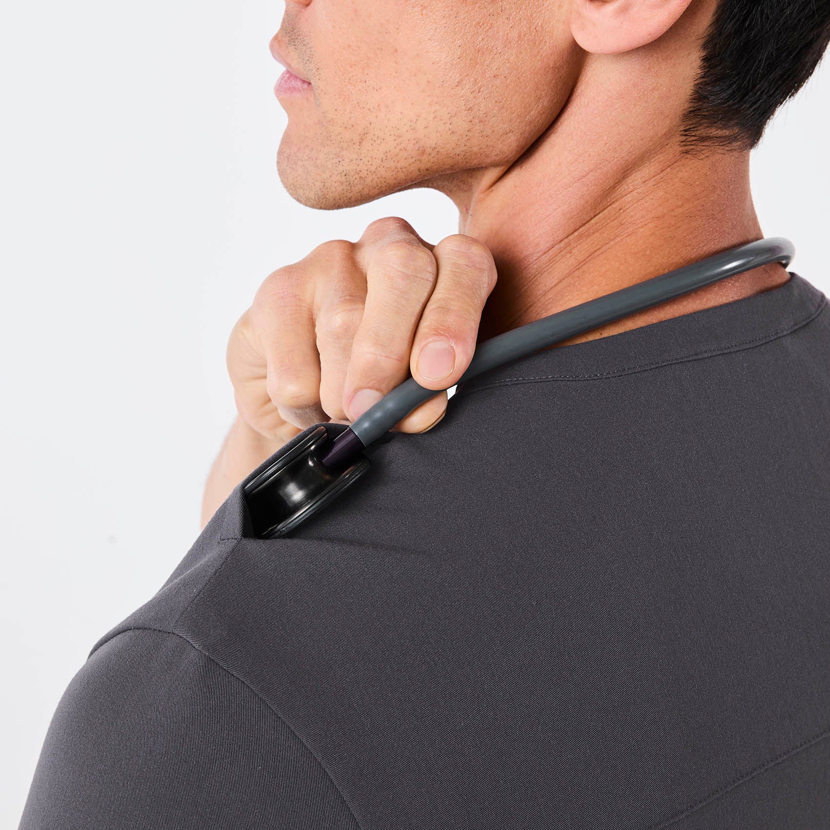 men's Charcoal Corfield - Henley Scrub Top - Image 5