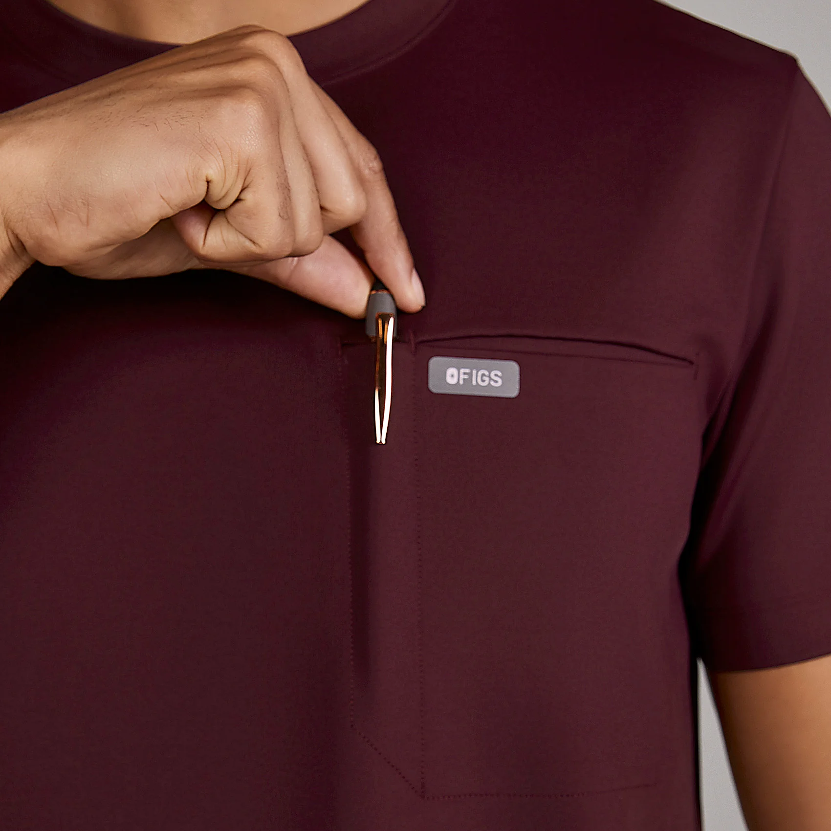 men's Burgundy Darien FORMx - Crewneck Scrub Top - Image 7