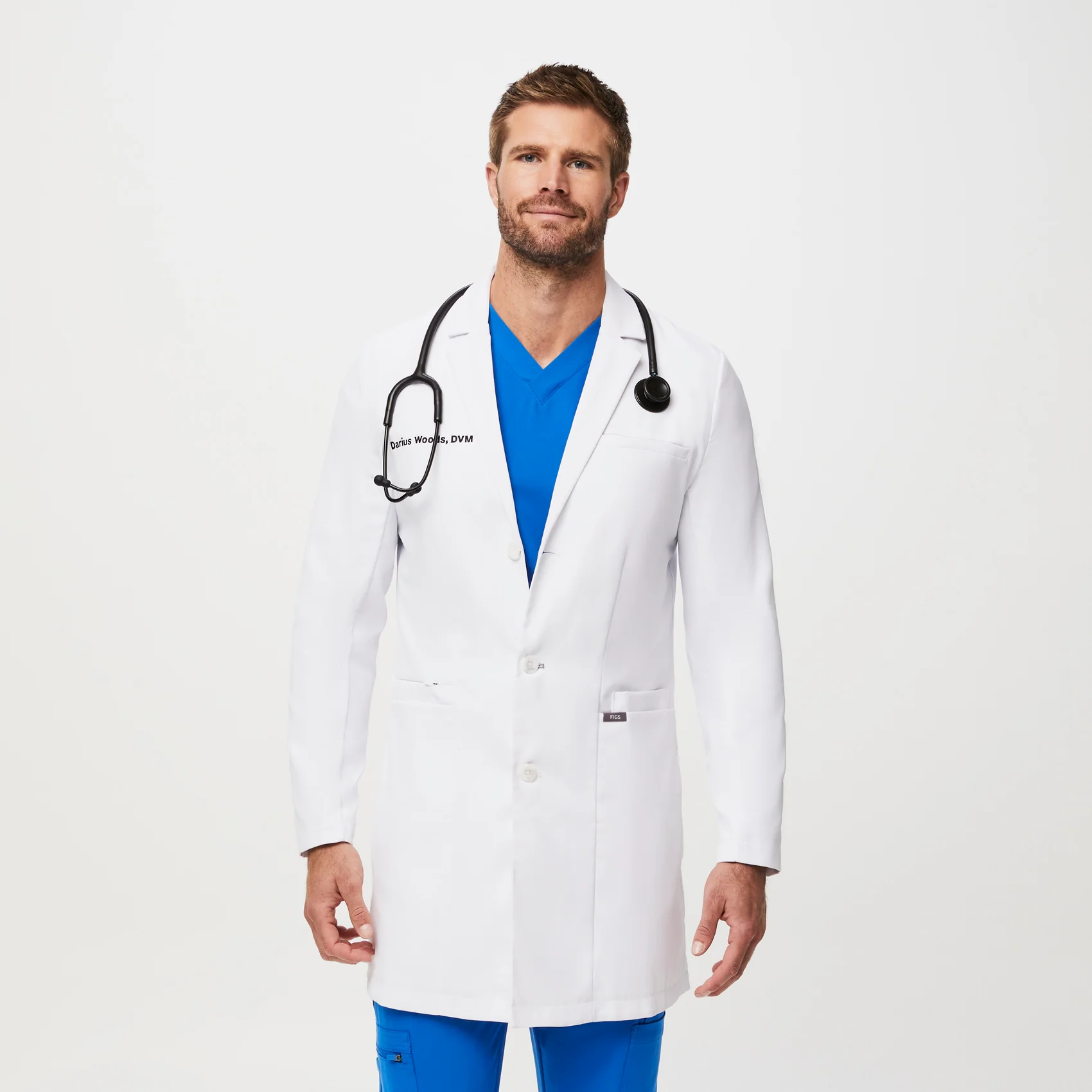 men's White Harlem - Slim Long Lab Coat