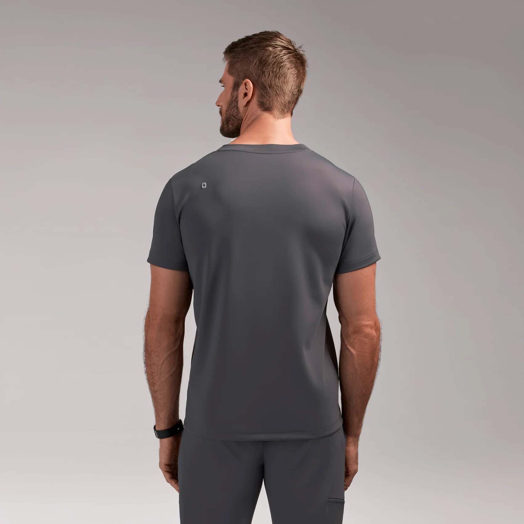men's Charcoal Logan FORMx Slim V-Neck - Scrub Top™ - Image 4