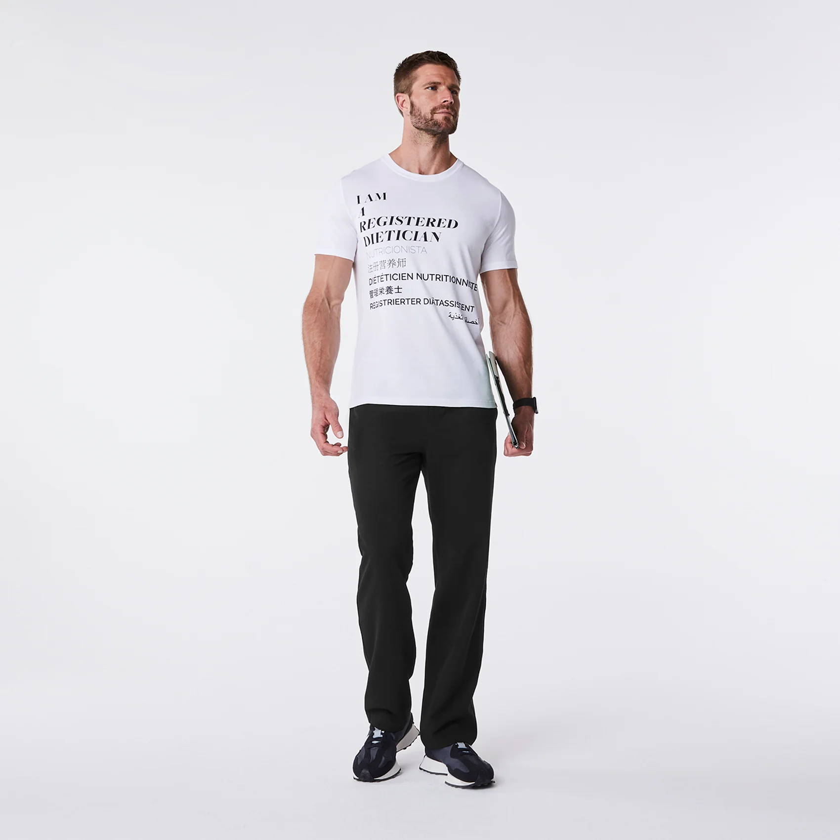 men's White Registered Dietician Supersoft - Shortsleeve Underscrub - Image 2