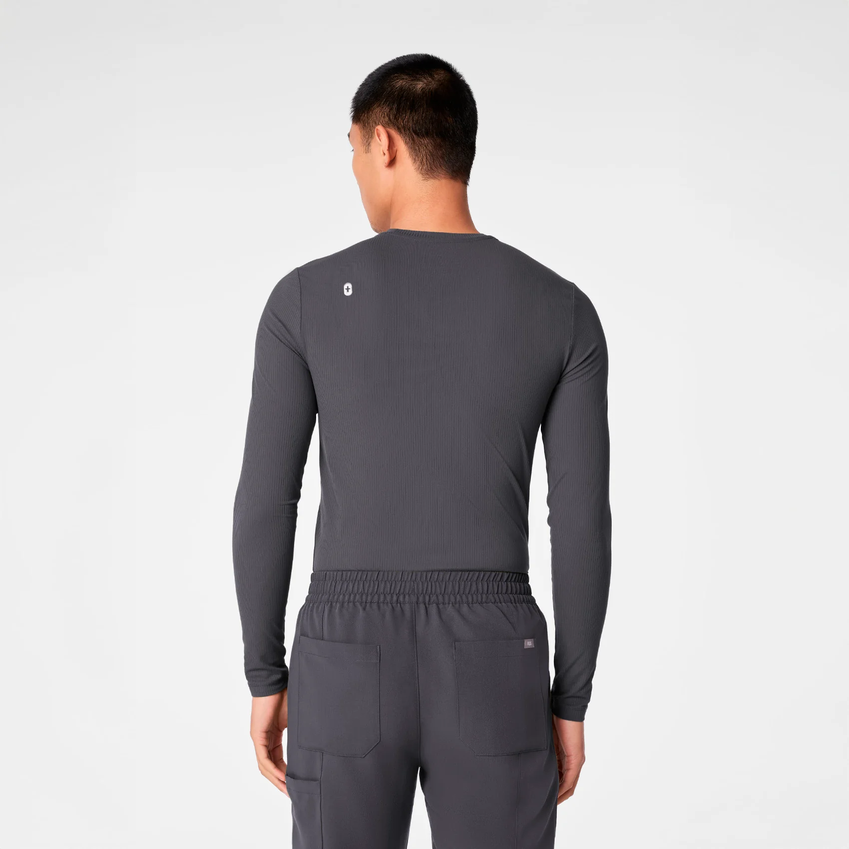 men's Charcoal Ribbed - Longsleeve Underscrub - Image 5