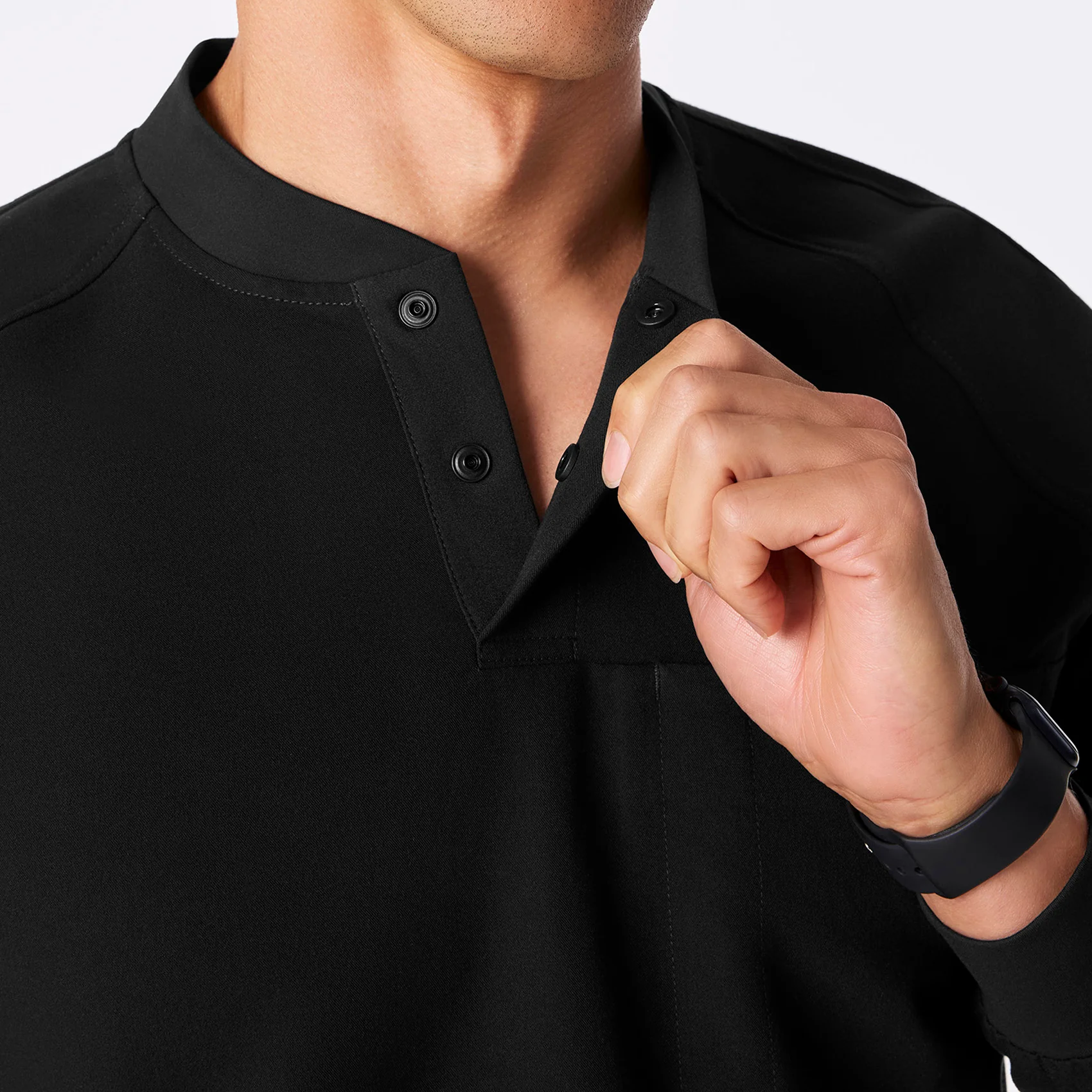 men's Black Stratton Henley - Longsleeve Scrub Top - Image 2