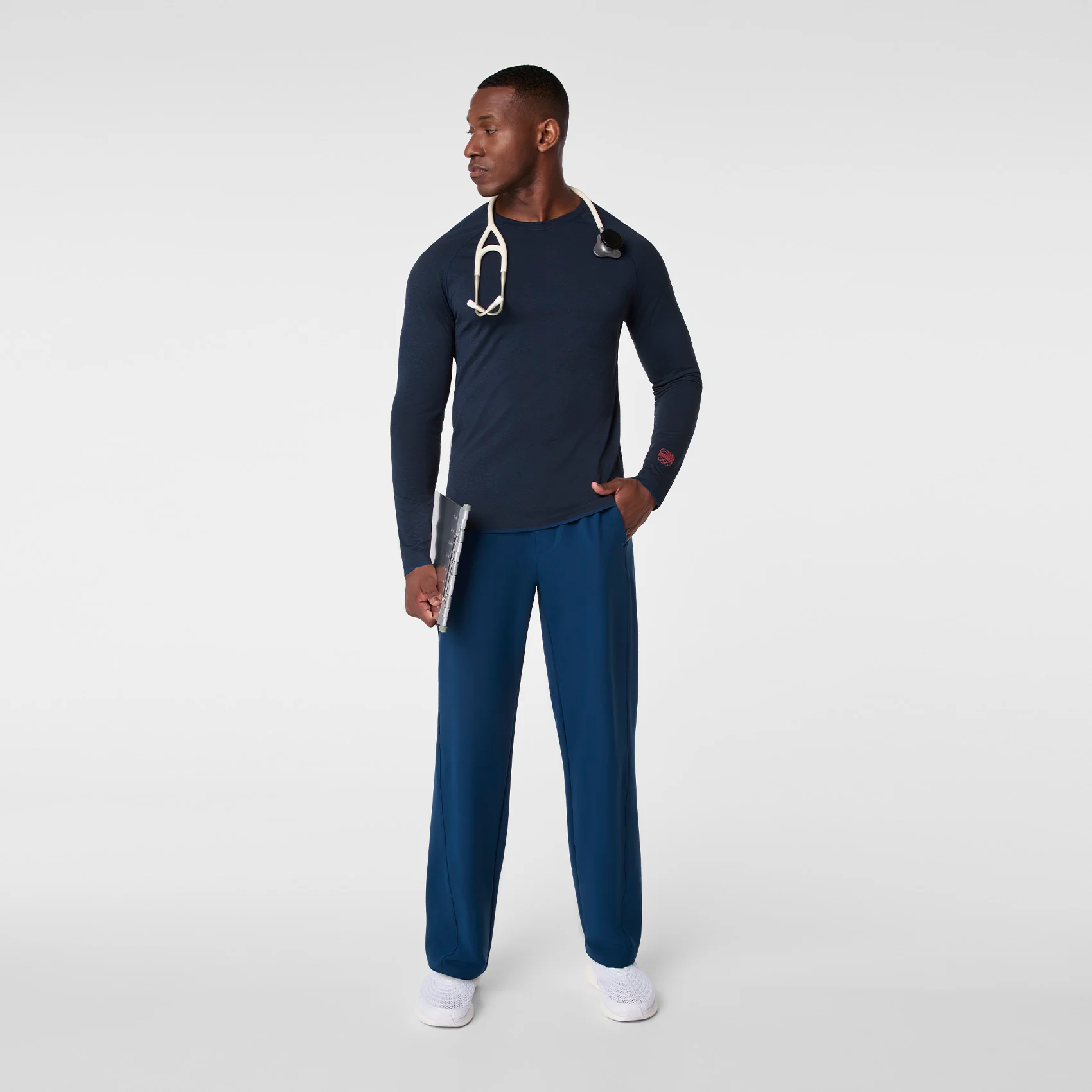 men's Team USA Blue FIGS x Team USA Makato Seamless - Longsleeve Underscrub - Image 2