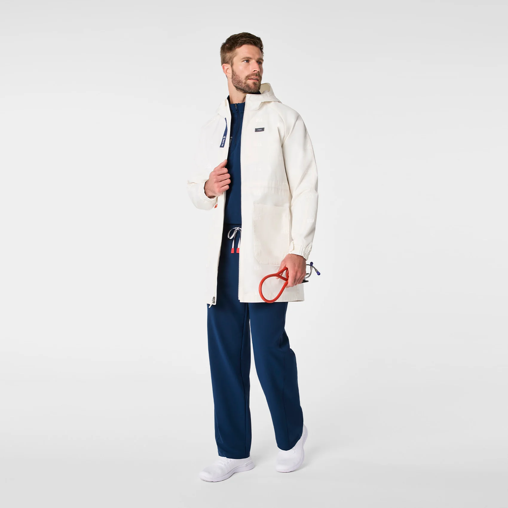 men's Off White FIGS x Team USA On-Shift Stadium Jacket™ - Image 3