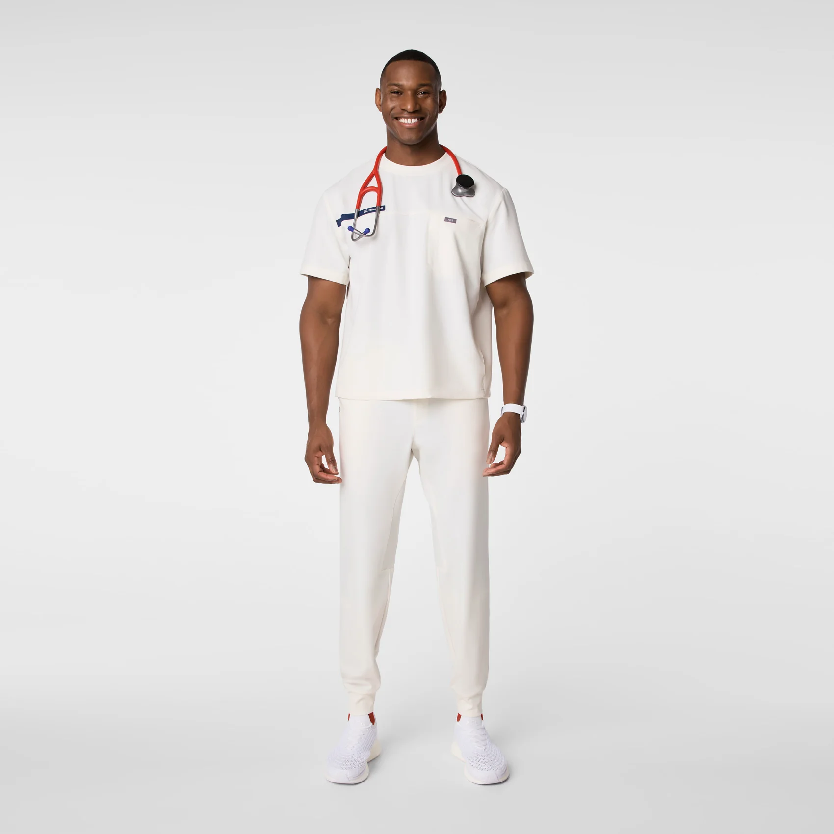 men's Off White FIGS x Team USA Relaxed Crewneck - Scrub Top - Image 2