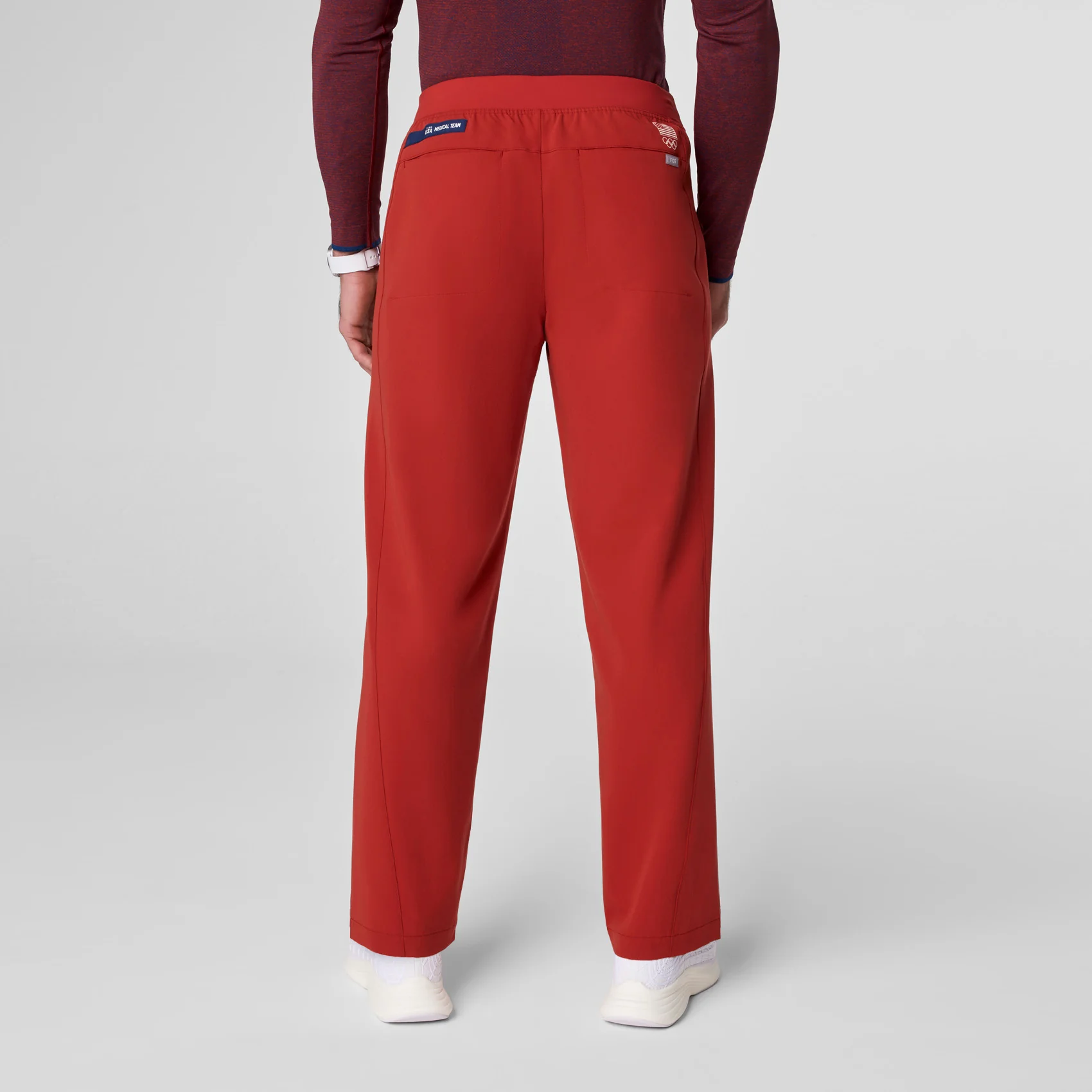 men's Team USA Red FIGS x Team USA Relaxed Straight Leg - Short Scrub Pant - Image 4