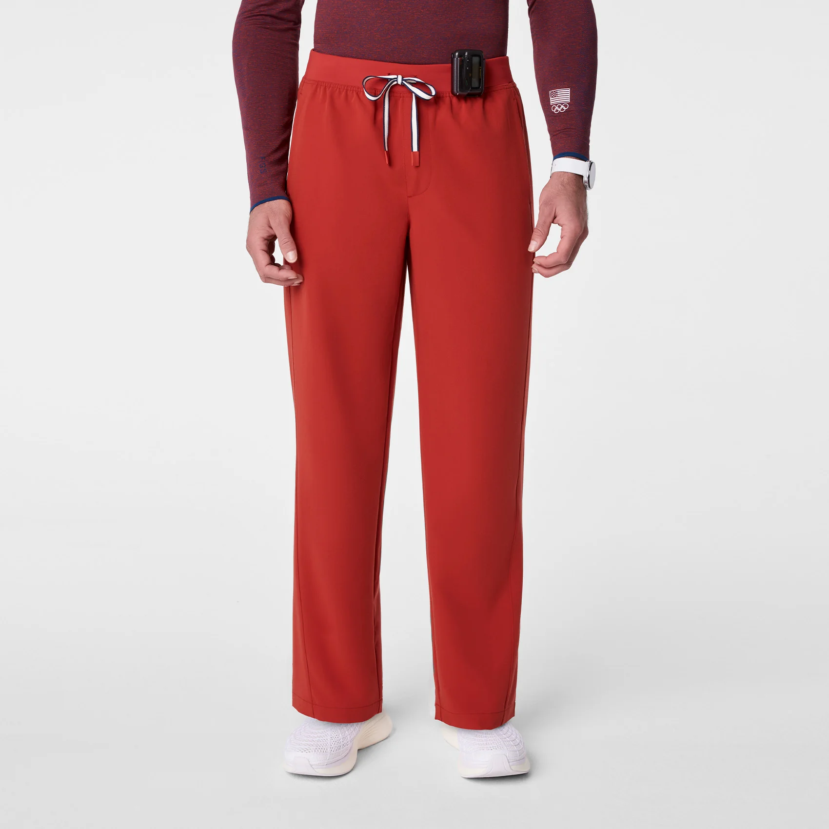 men's Team USA Red FIGS x Team USA Relaxed Straight Leg - Tall Scrub Pant