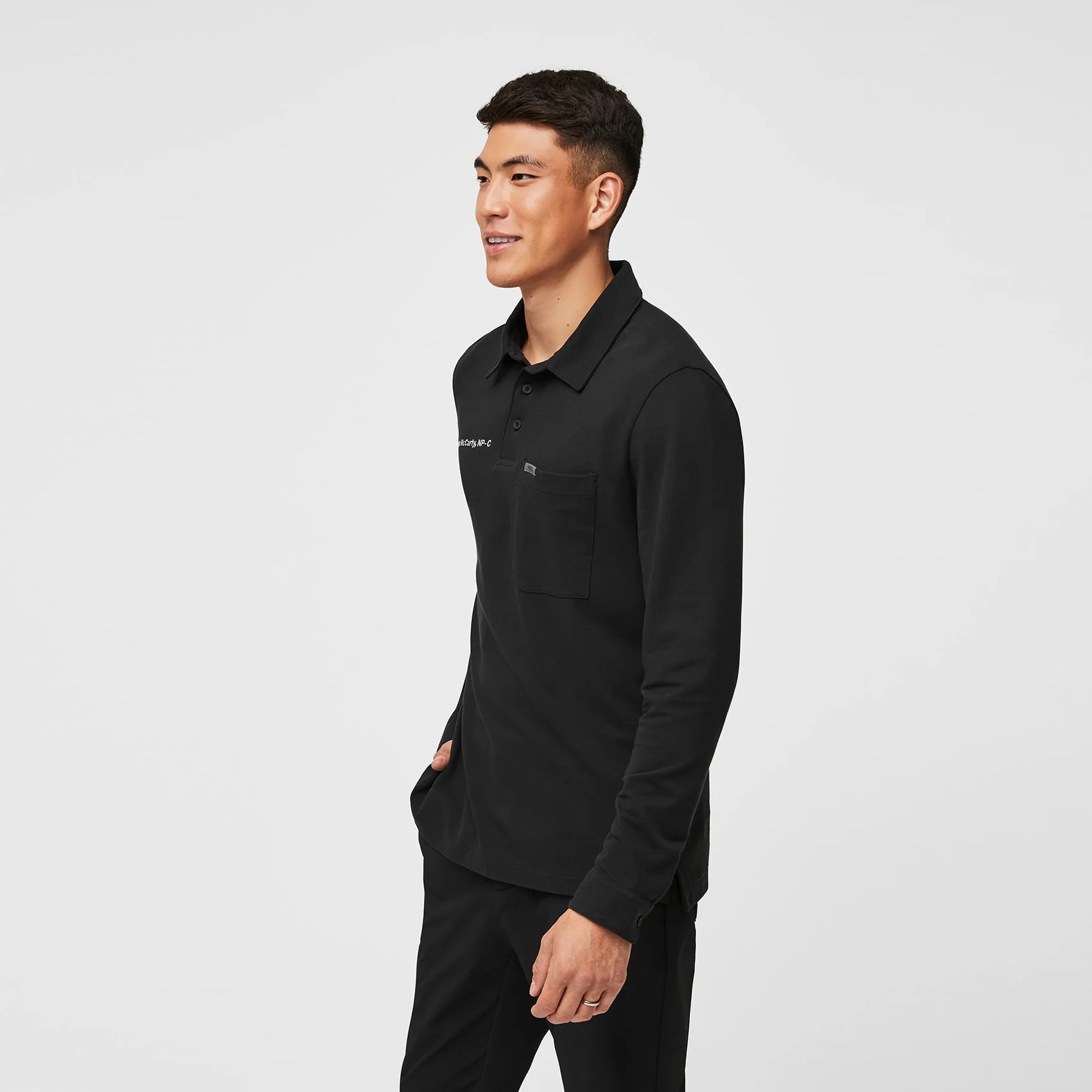 men's Black Technical Pique - Slim Longsleeve ScrubPolo™ - Image 5