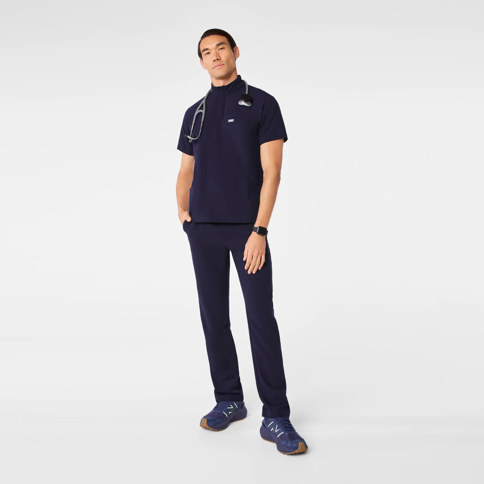 men's Navy Timmons - Mock Neck ¼ Zip Scrub Top - Image 4