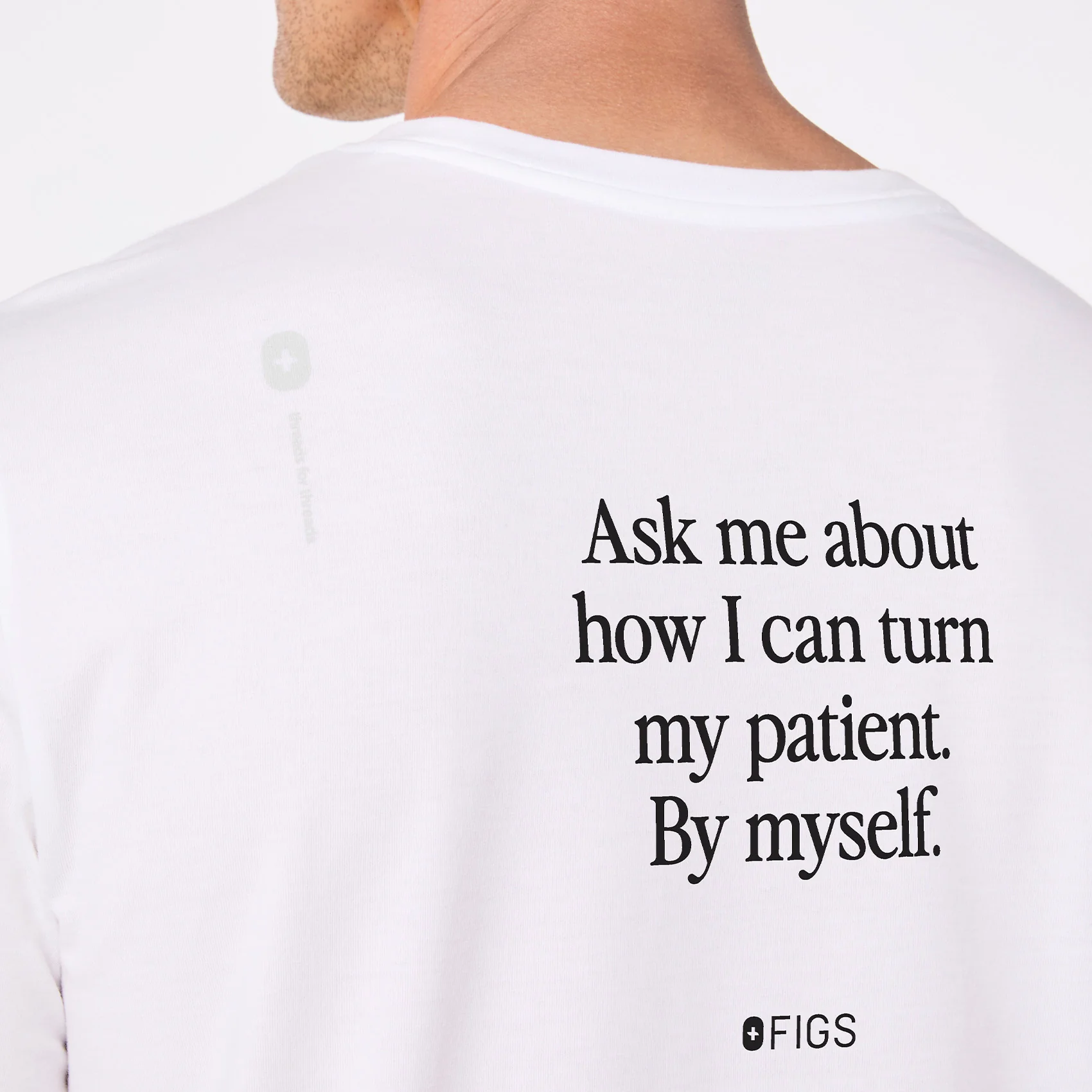 men's White Turn Patient By Myself Supersoft - Longsleeve Underscrub - Image 3