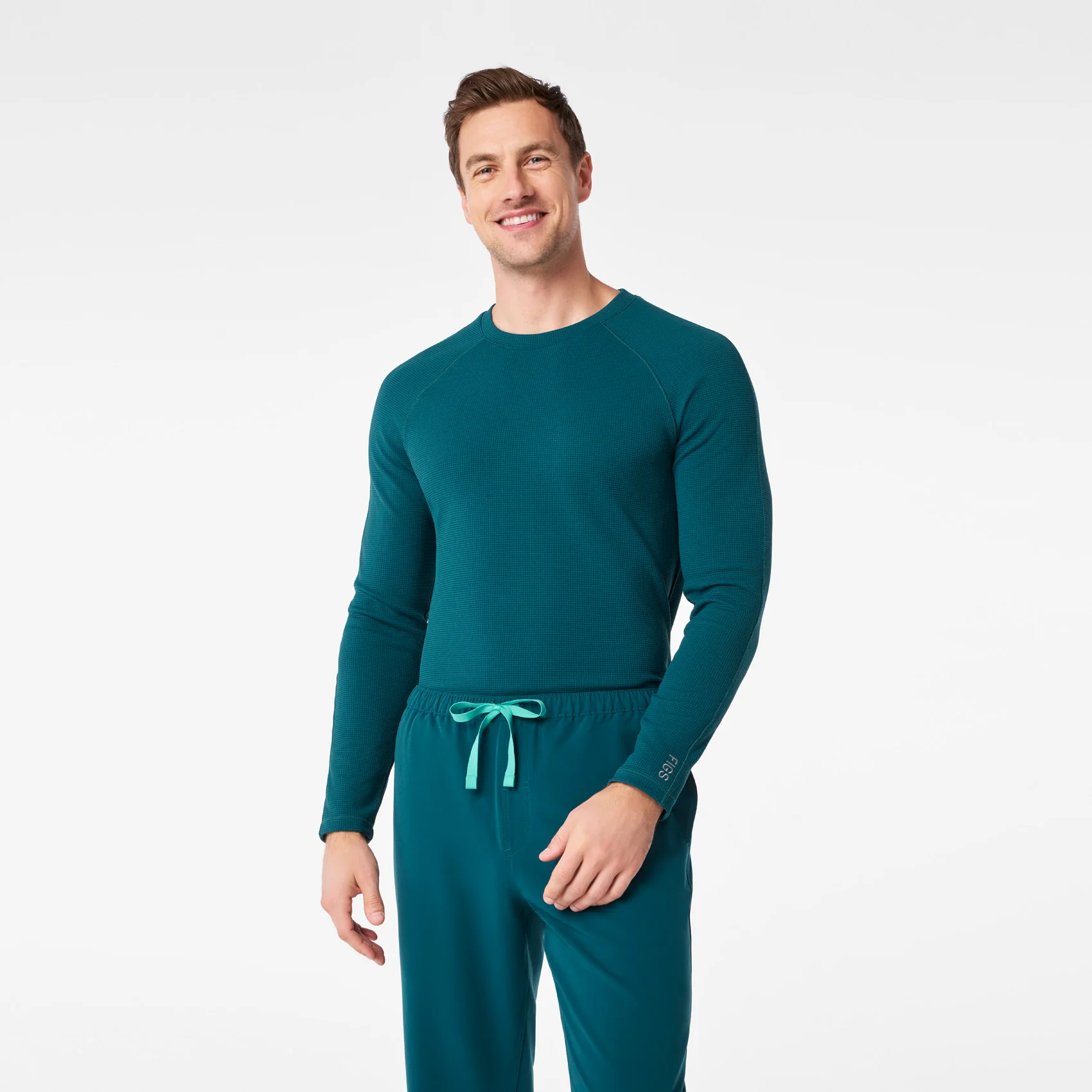 men's Caribbean Blue Waffle - Longsleeve Underscrub