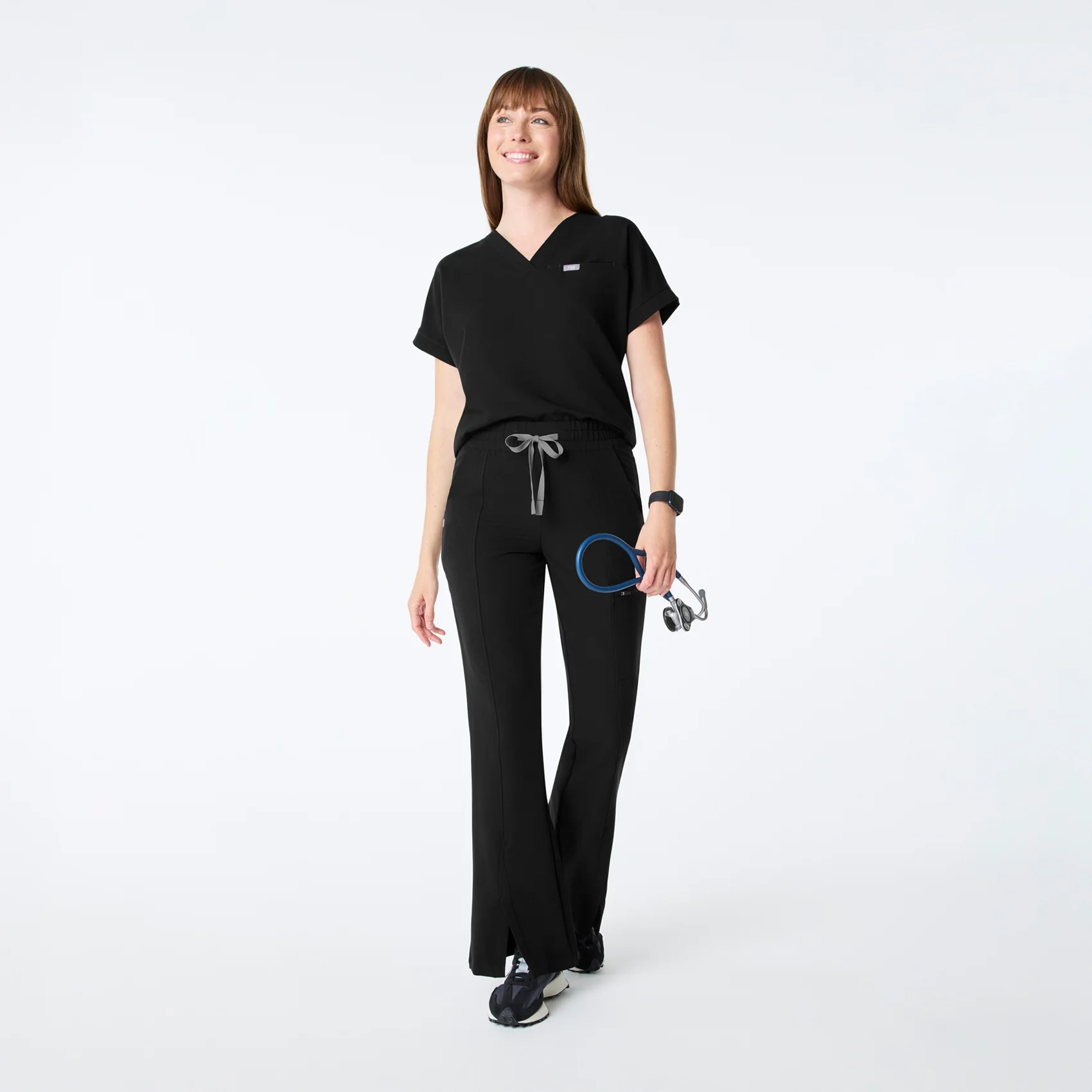 women's Black Carlota Relaxed V-Neck - Scrub Top - Image 2