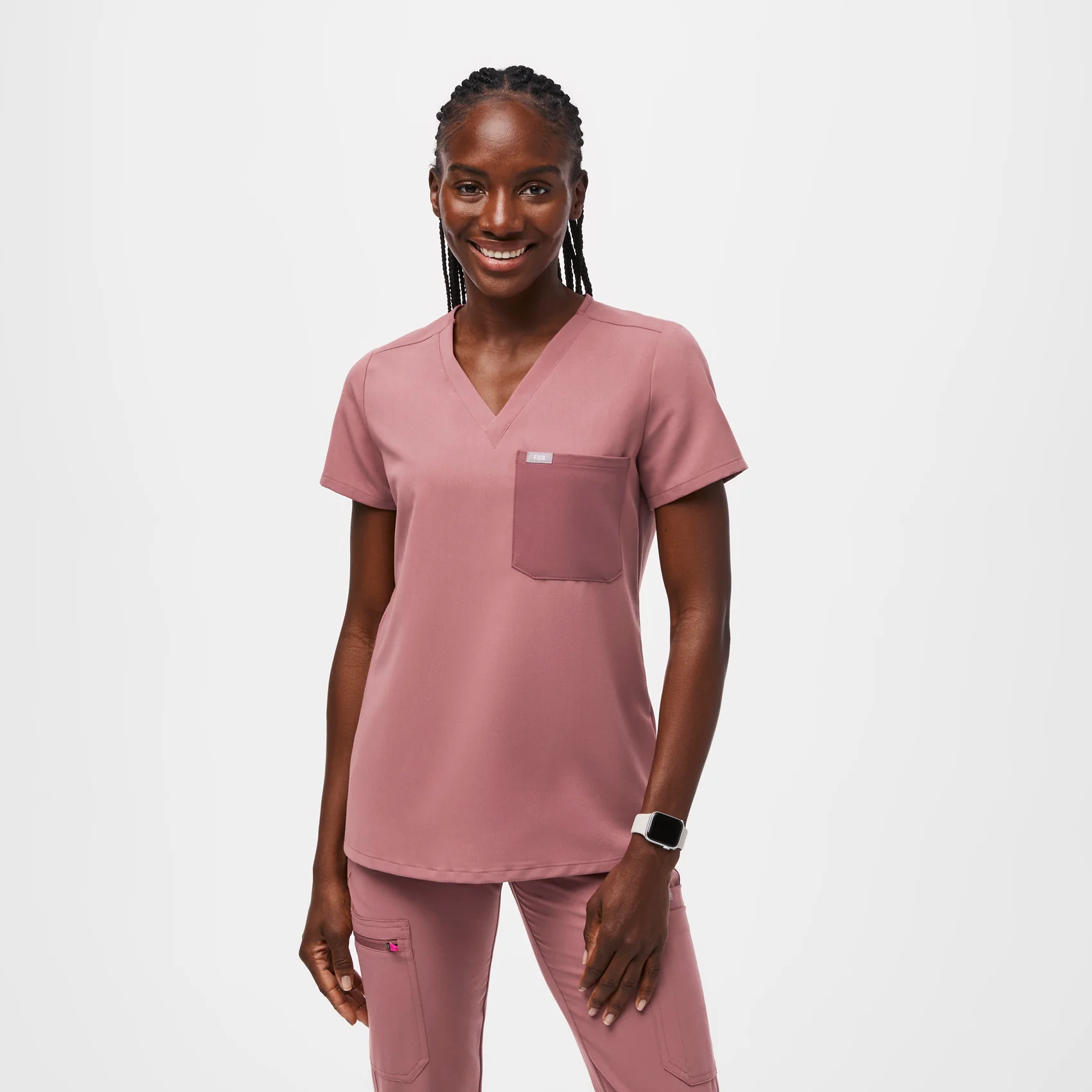 women's Mauve Catarina™ Contrast - One-Pocket Scrub Top