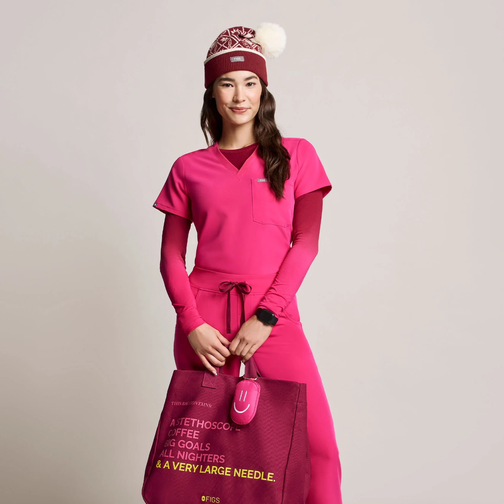 women's Shocking Pink Catarina Petite One-Pocket Scrub Top™ - Image 7