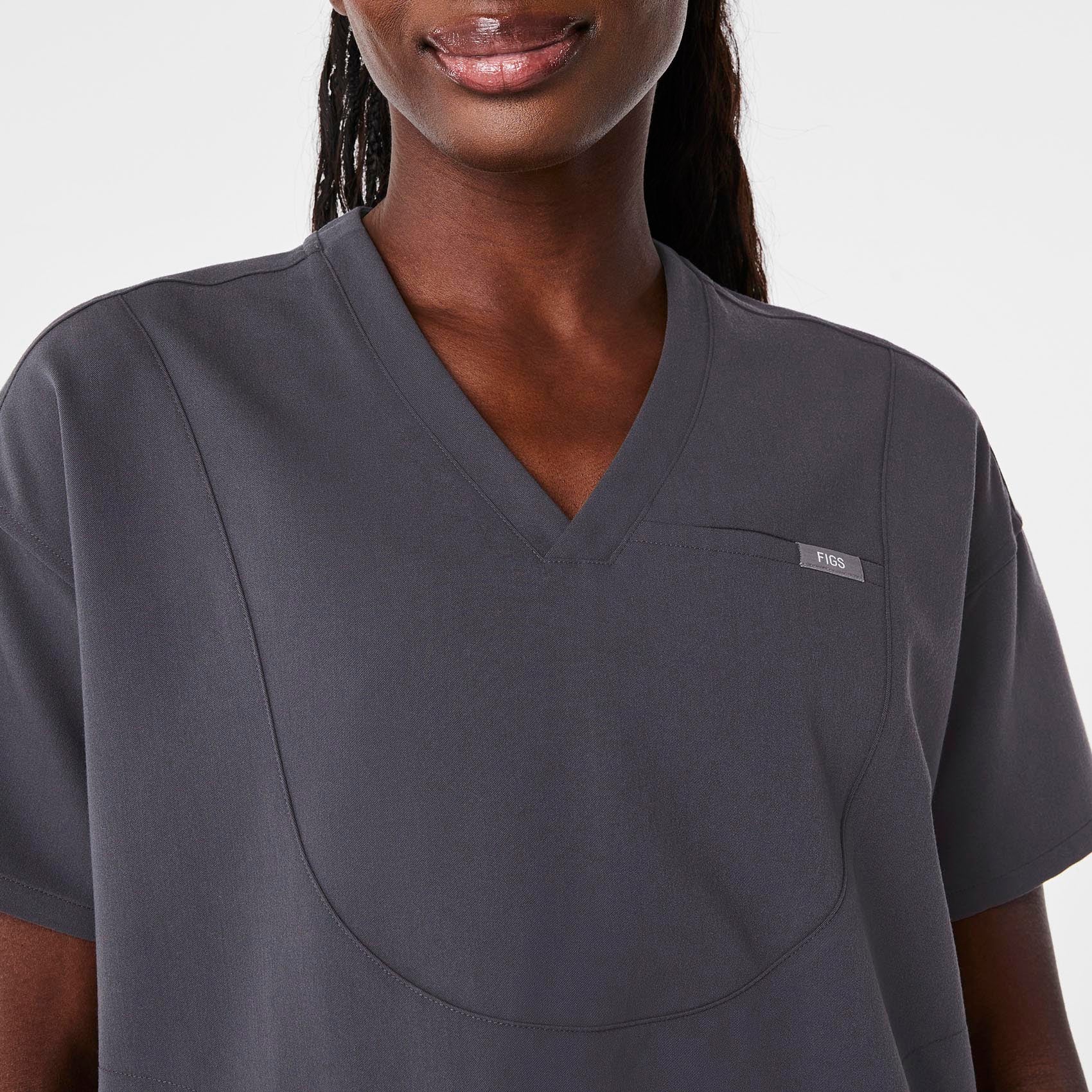 women's Charcoal Halle Shortsleeve V-Neck Tunic - Scrub Top - Image 5