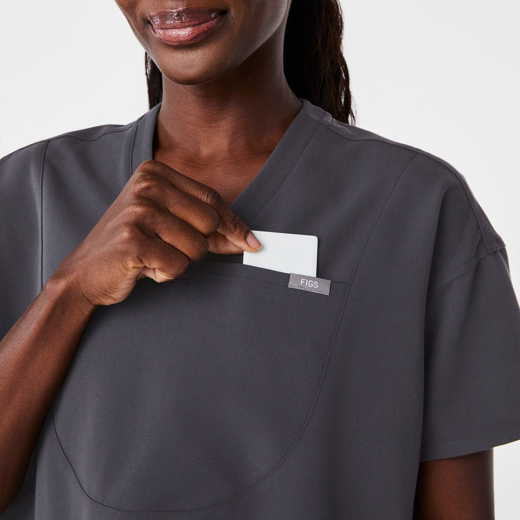 women's Charcoal Halle Shortsleeve V-Neck Tunic - Scrub Top - Image 6