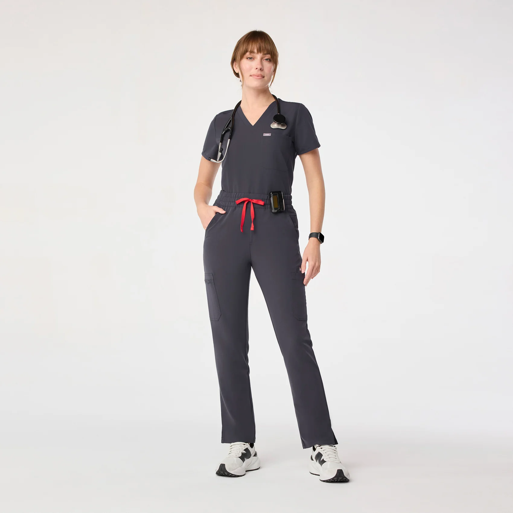 women's Charcoal High Waisted Dowa - Petite Scrub Pant (3XL-6XL) - Image 2