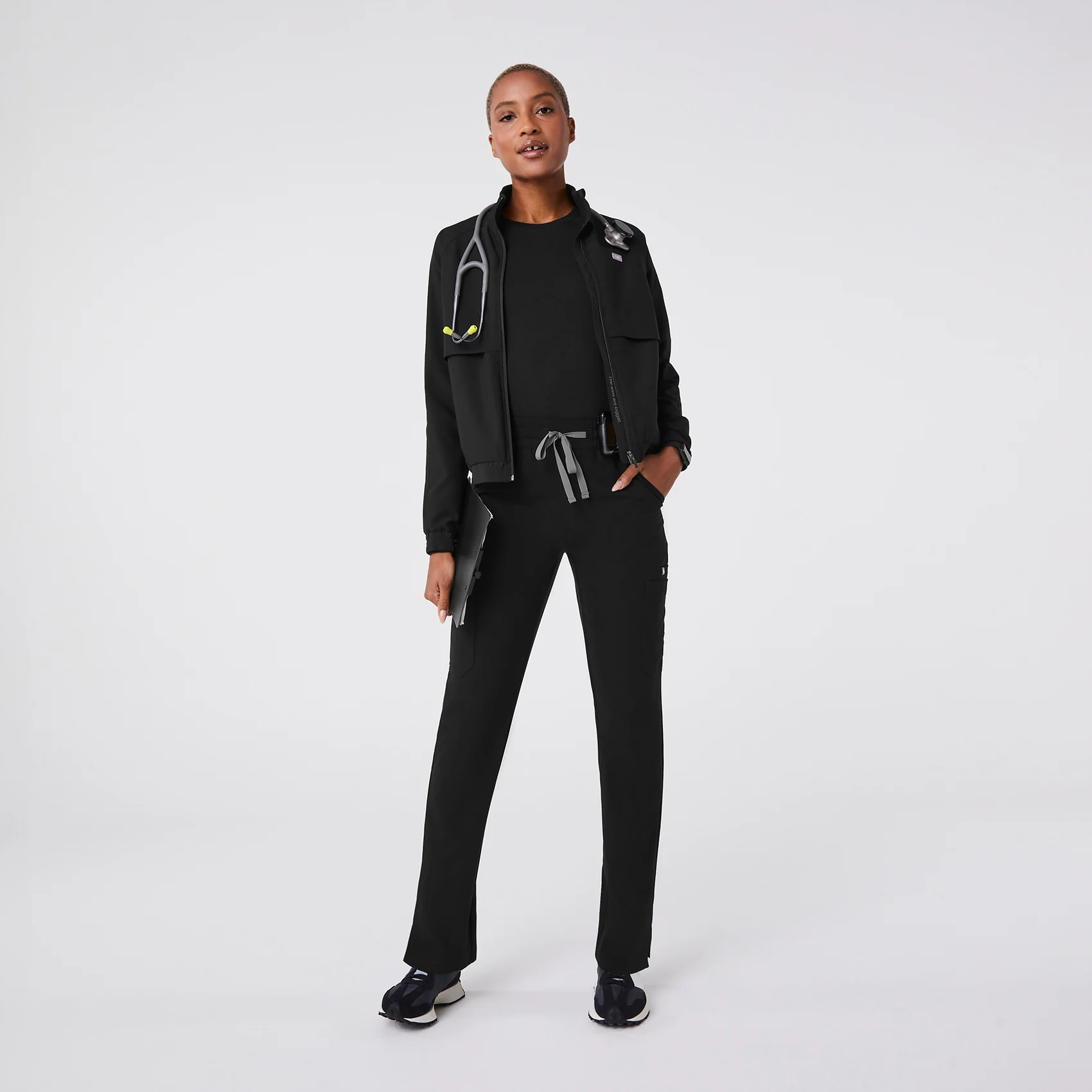 women's Black High Waisted Dowa - Petite Scrub Pant - Image 2