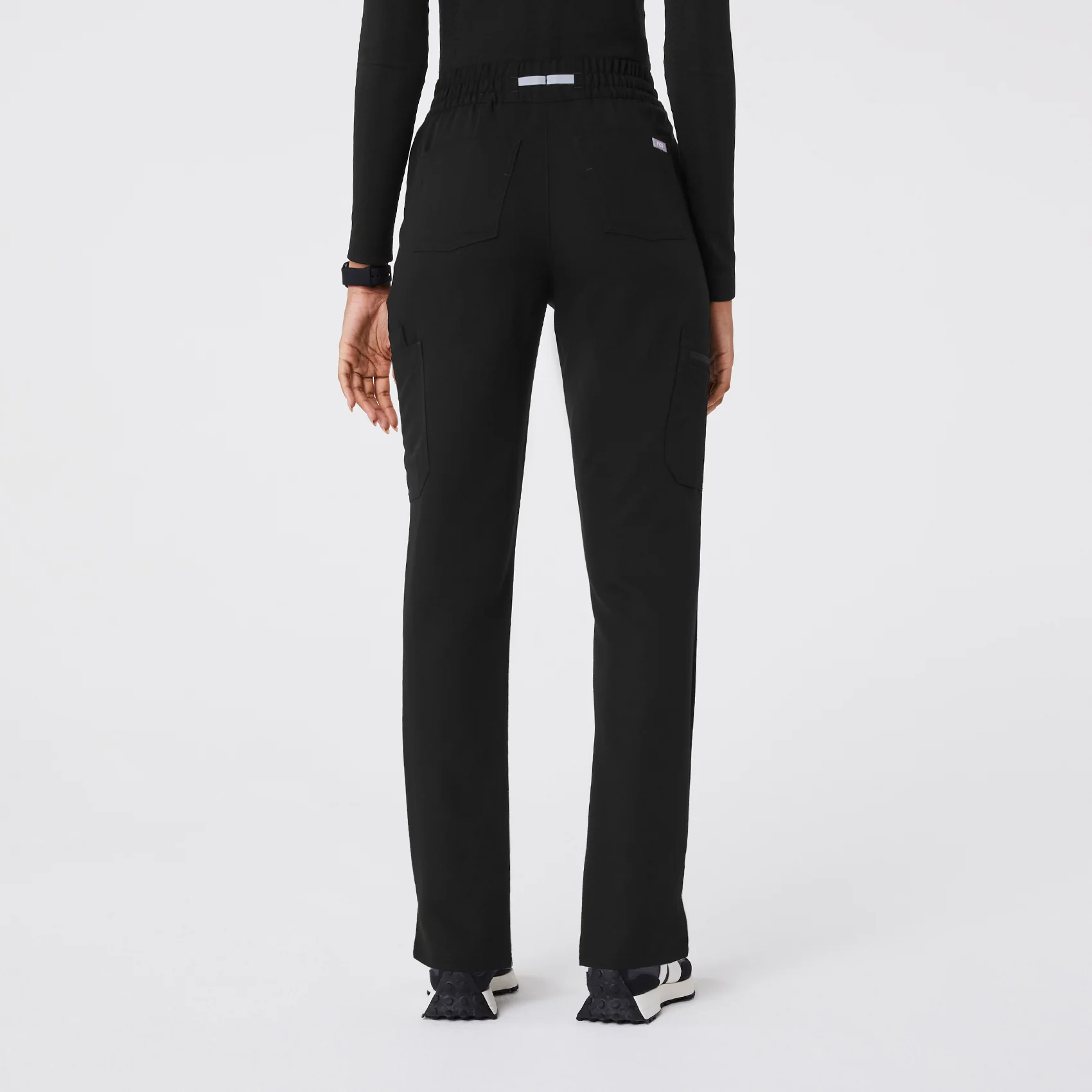 women's Black High Waisted Dowa - Petite Scrub Pant - Image 4