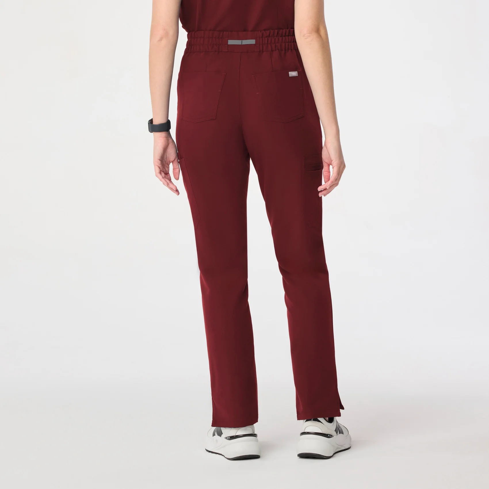 women's Burgundy High Waisted Dowa - Tall Scrub Pant - Image 3
