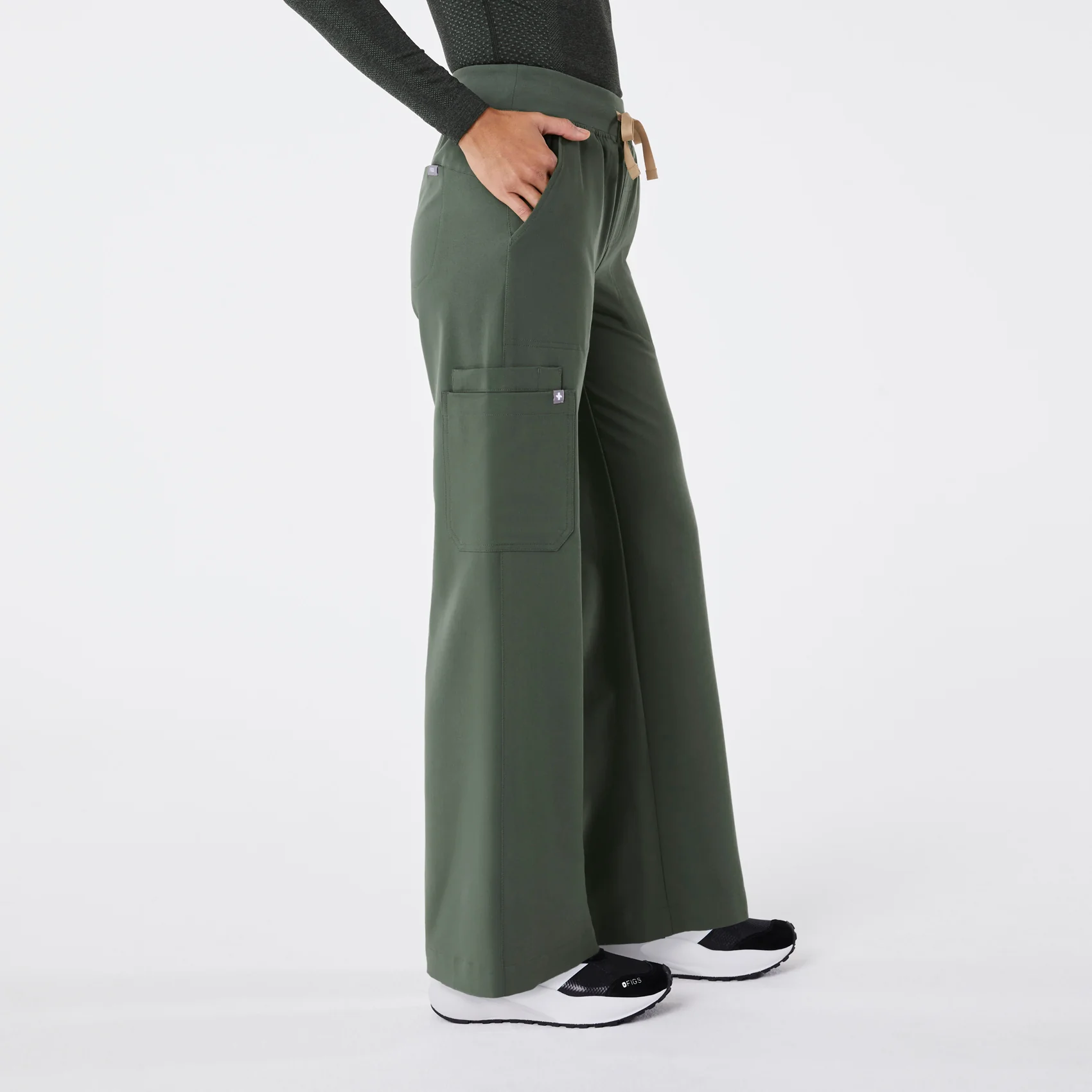 women's Moss High Waisted Isabel Wide Leg - Scrub Pant - Image 3