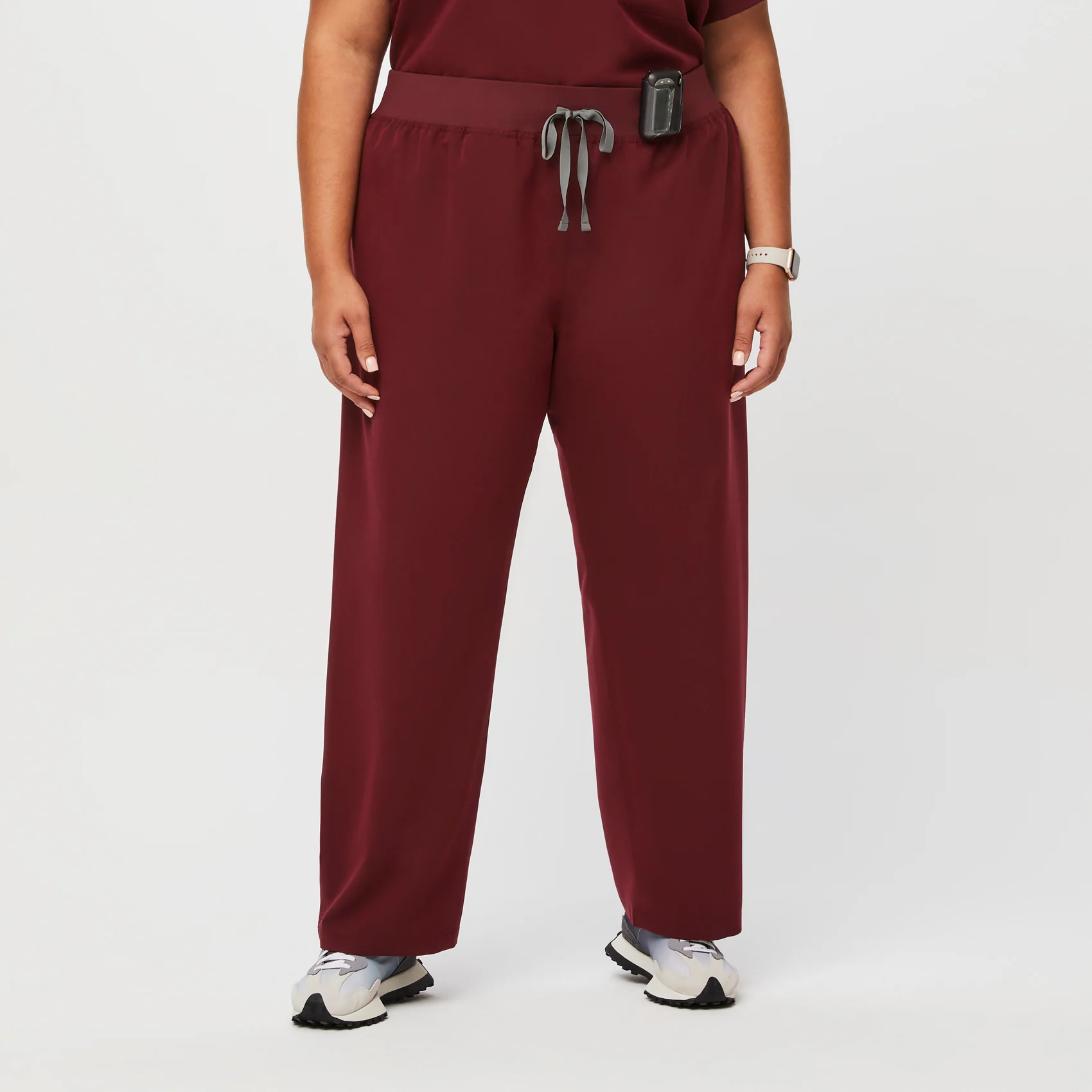 women's Burgundy High Waisted Livingston™ - Petite Basic Scrub Pants (3XL - 6XL)