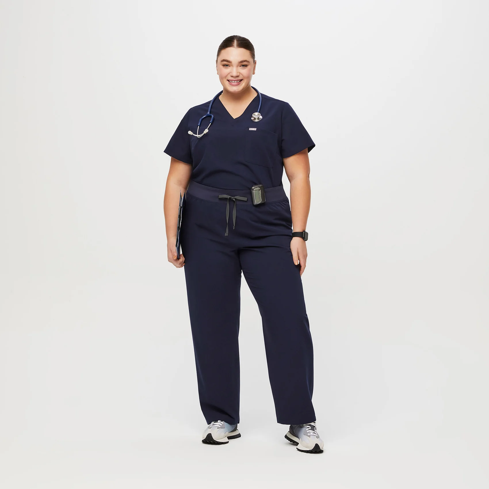 women's Navy High Waisted Livingston™ - Petite Basic Scrub Pants (3XL - 6XL) - Image 2