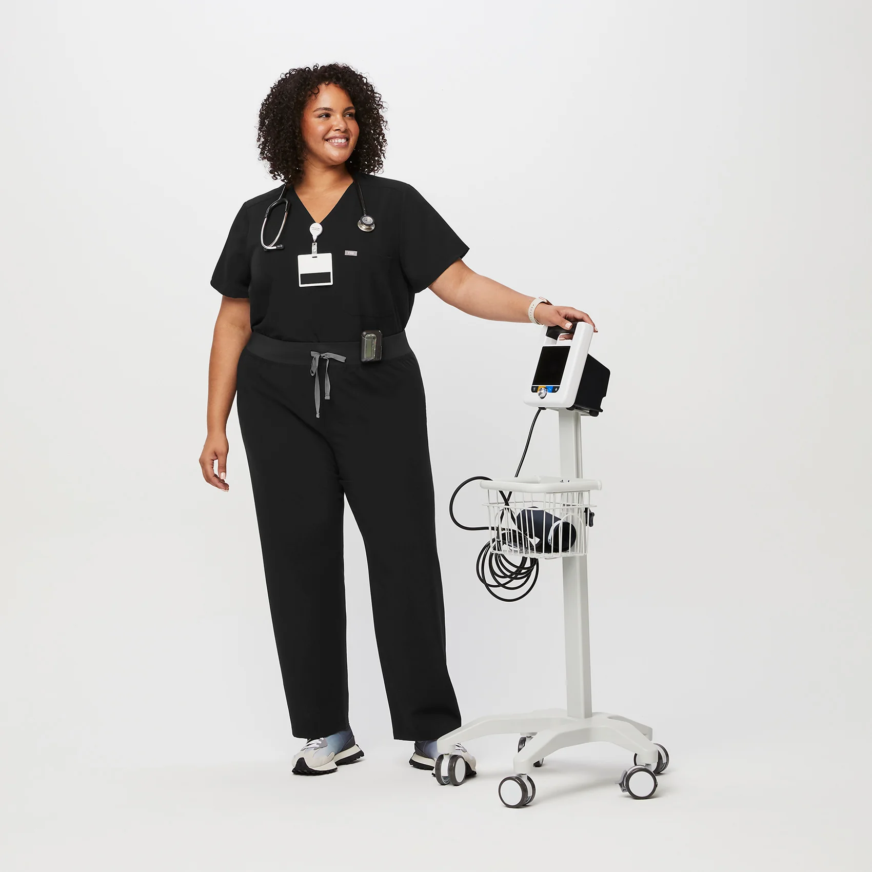 women's Black High Waisted Livingston™ - Tall Basic Scrub Pants (3XL - 6XL) - Image 2