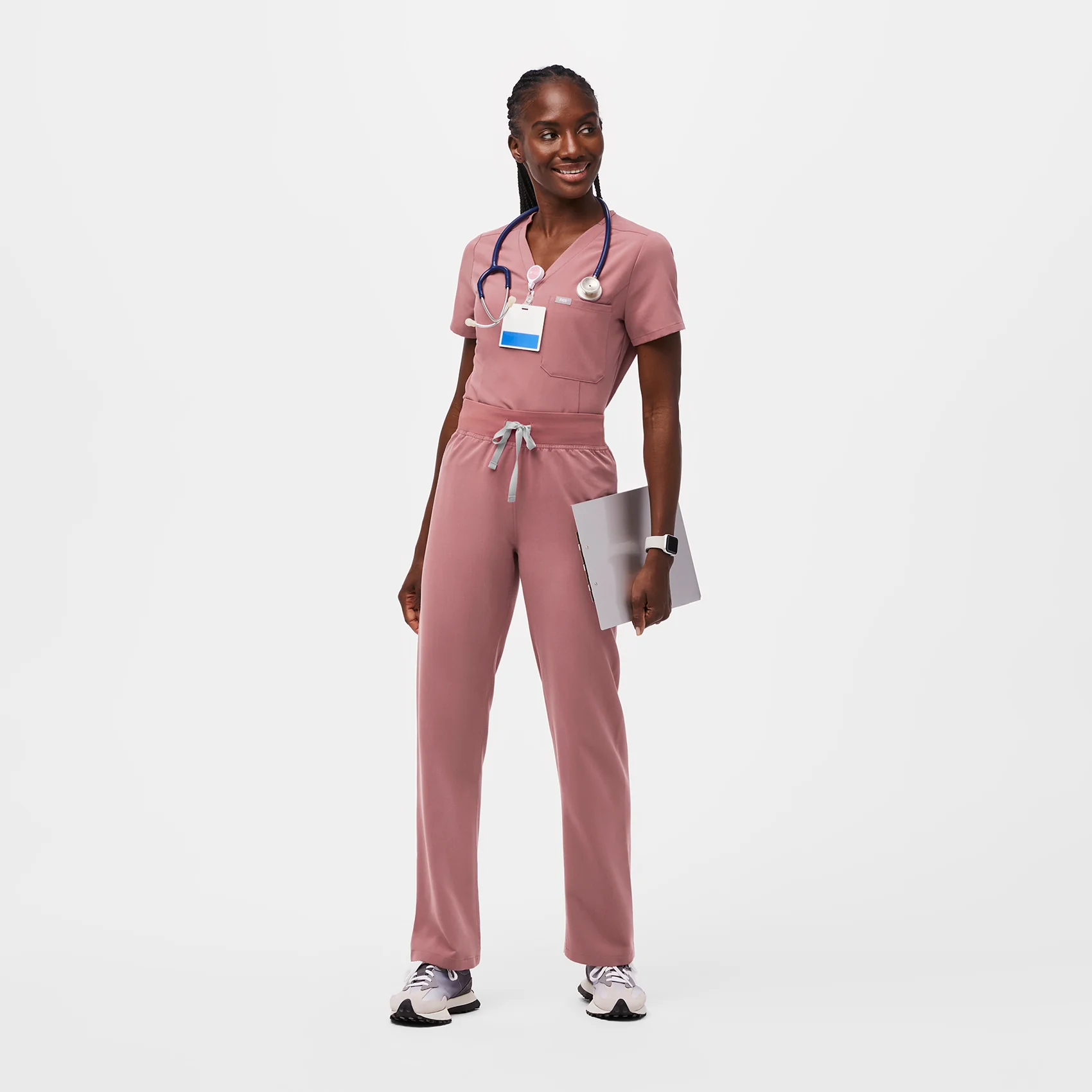 women's Mauve High Waisted Livingston™ - Tall Basic Scrub Pants (3XL - 6XL) - Image 2