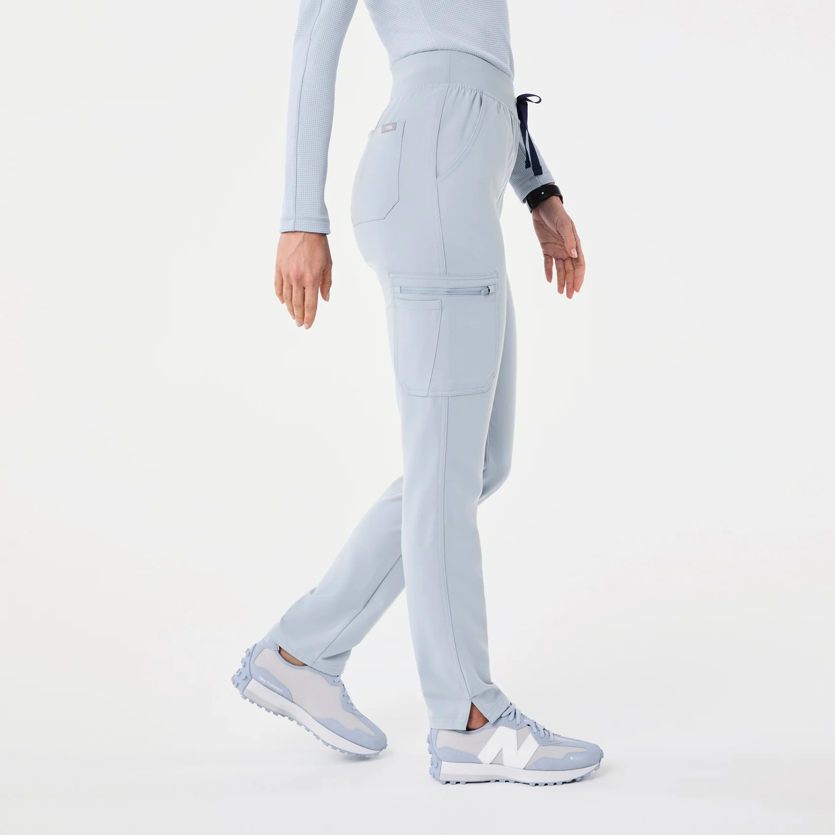 women's Dusty Blue High Waisted Yola - Petite Skinny Scrub Pant™ - Image 3