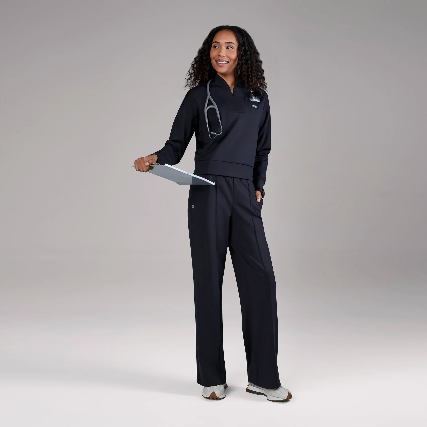 women's Navy Kenora FORMx - Mock Neck Longsleeve Scrub Top - Image 2