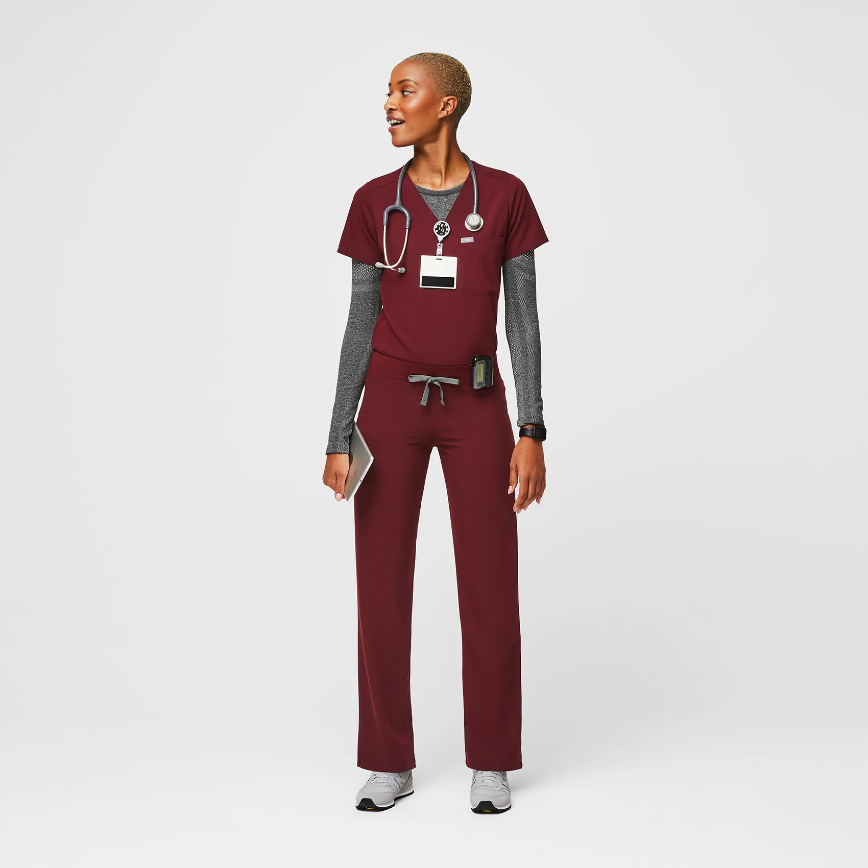 Women's Burgundy Livingston™ - Basic Scrub Pants - Image 2