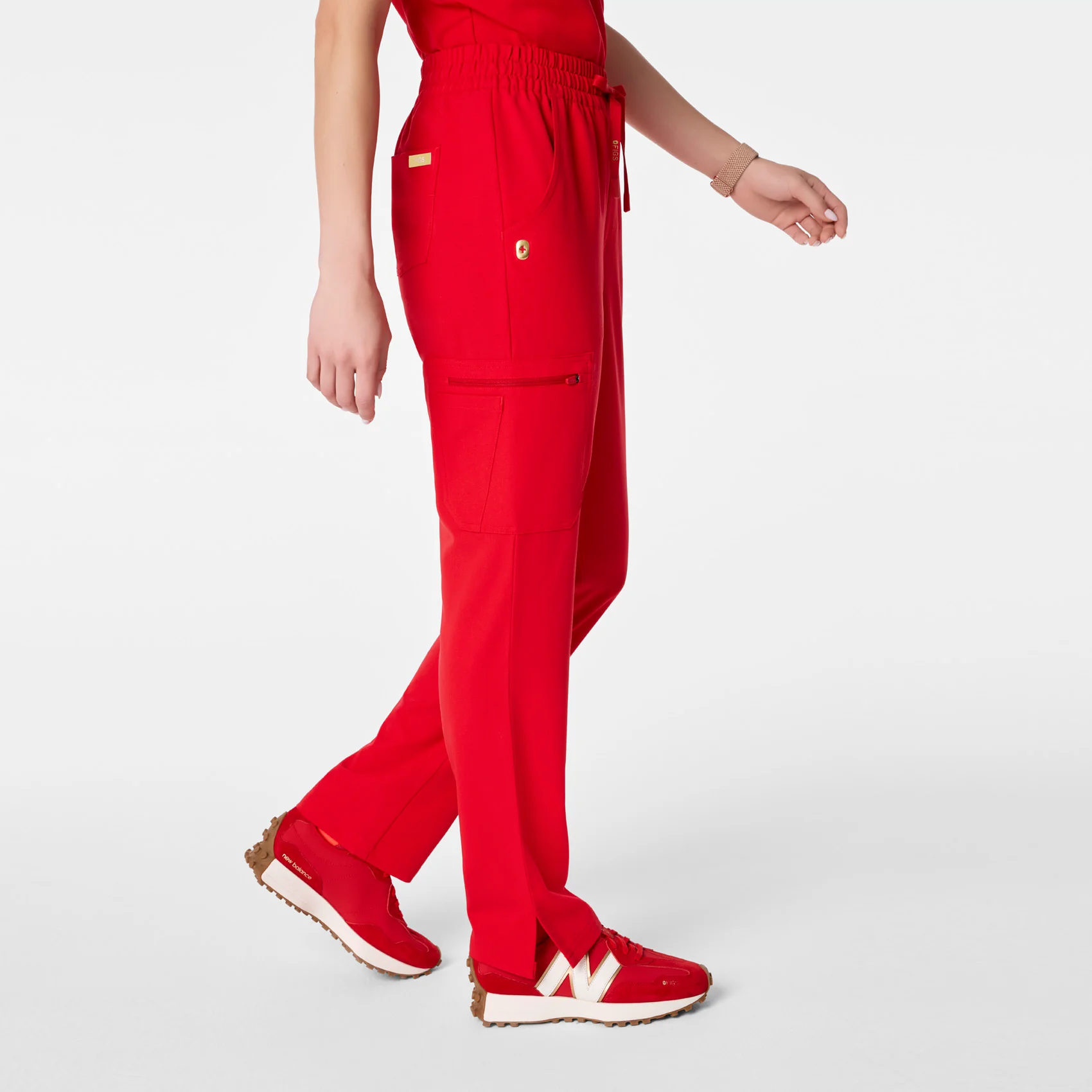 women's Lunar New Year Pop Red High Waisted Dowa - Scrub Pants - Image 3