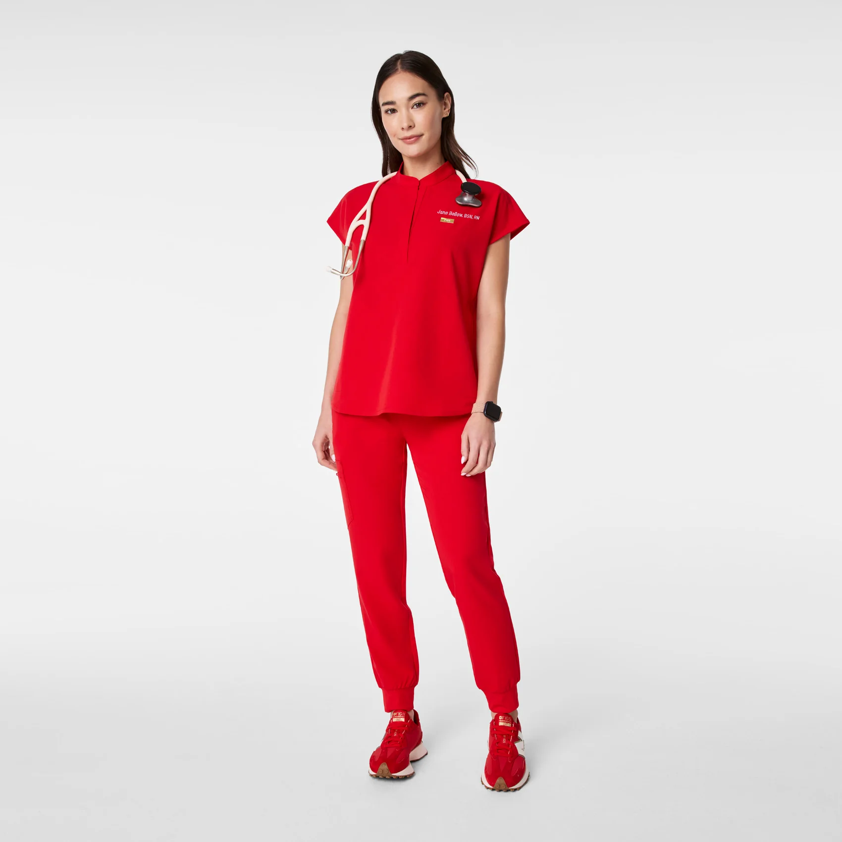 women's Lunar New Year Pop Red Rafaela - Oversized Scrub Top™ - Image 3