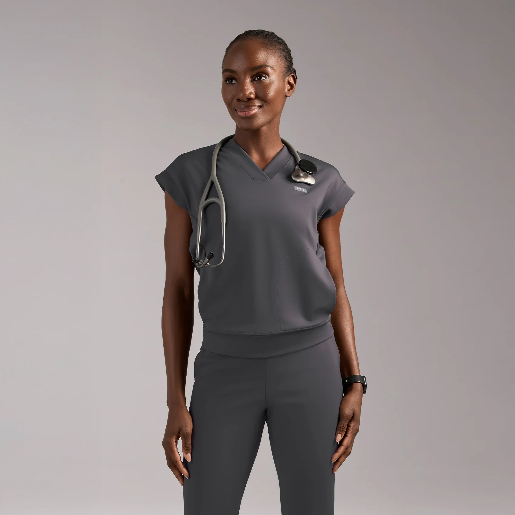 women's Charcoal Mira FORMx V-Neck - Scrub Top™