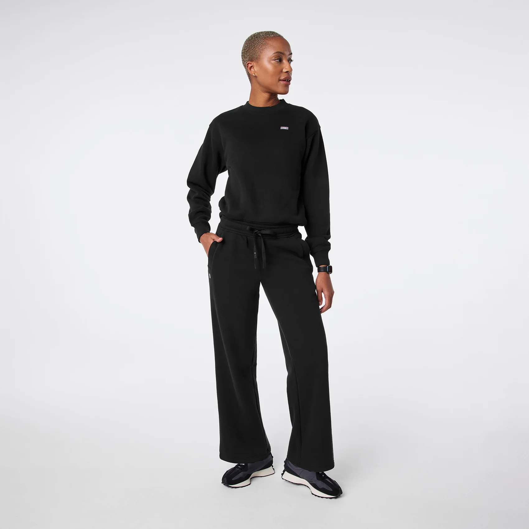 women's Black Off-Shift Relaxed - Crewneck Sweatshirt™ - Image 2