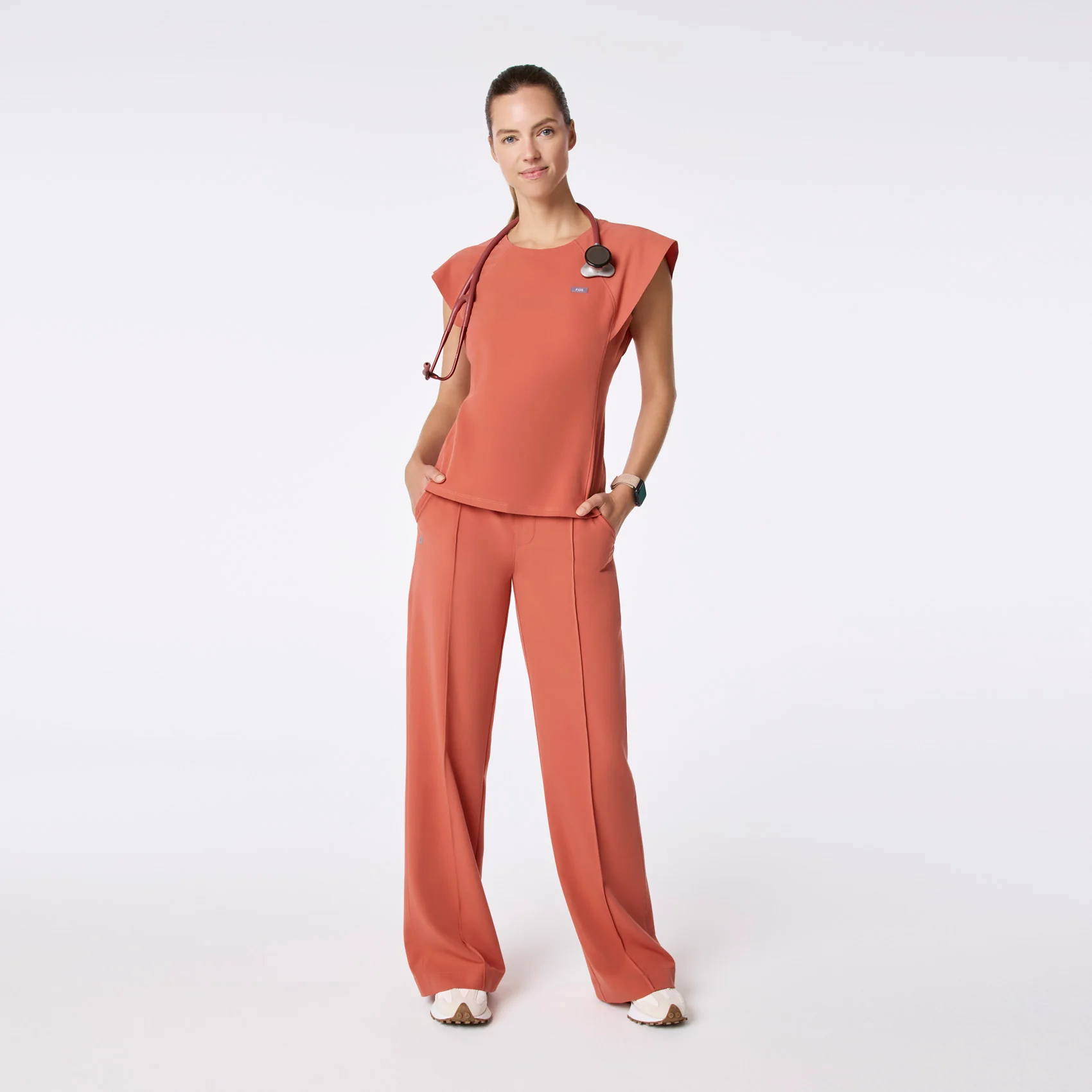 women's Spiced Cider Orillia Slim Scoop Neck - Scrub Top - Image 2