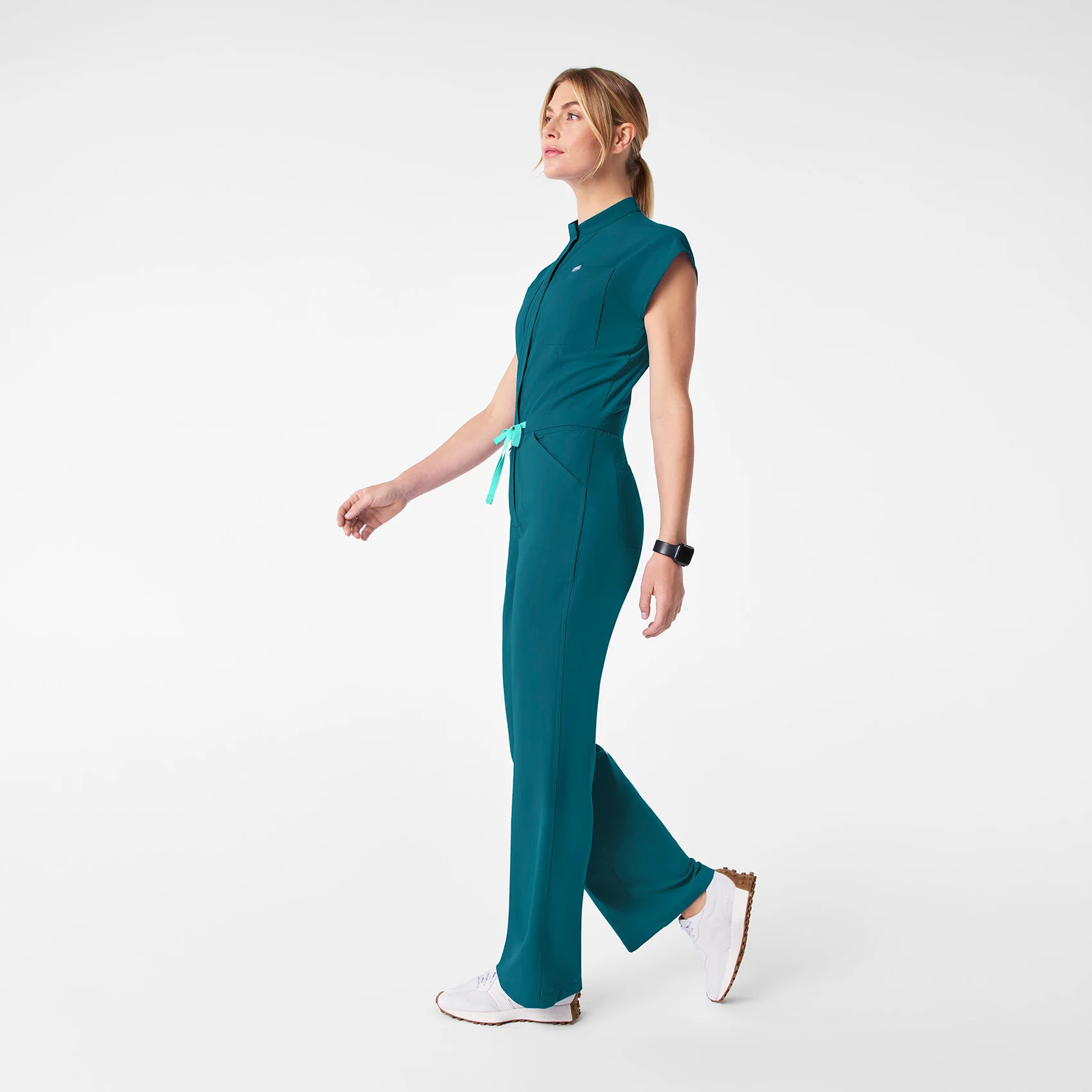 women's Caribbean Blue Rafaela Wide Leg - Petite ScrubJumpsuit™ - Image 3