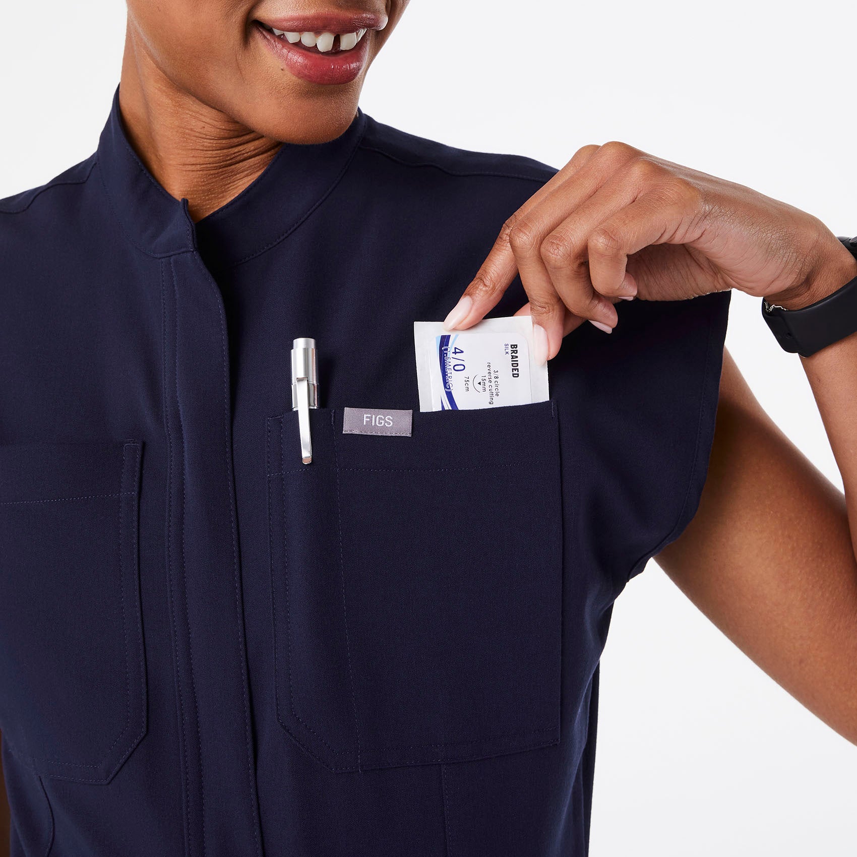 women's Navy Rafaela Wide Leg - Tall ScrubJumpsuit™ - Image 5