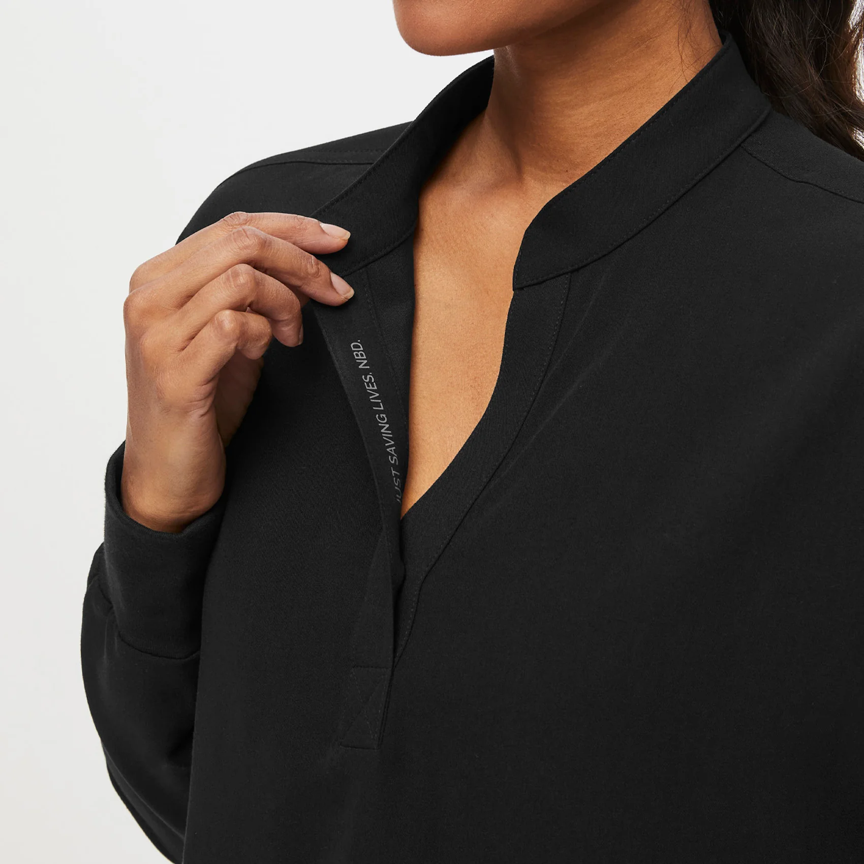 women's Black Rafaela Relaxed Longsleeve - Scrub Top - Image 5