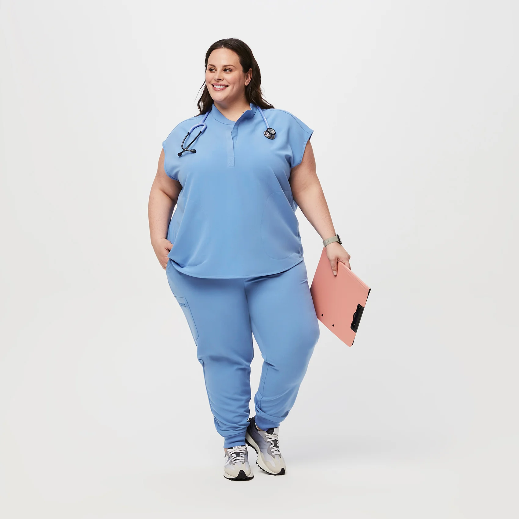 women's Ceil Blue Rafaela™ - Oversized Scrub Top (3XL - 6XL) - Image 2