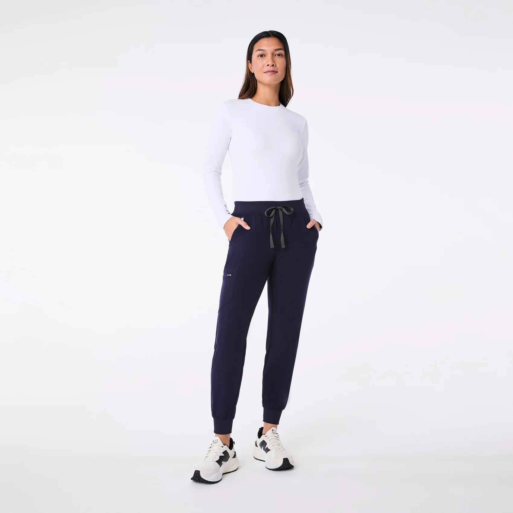 women's White Ribbed - Longsleeve Underscrub - Image 3