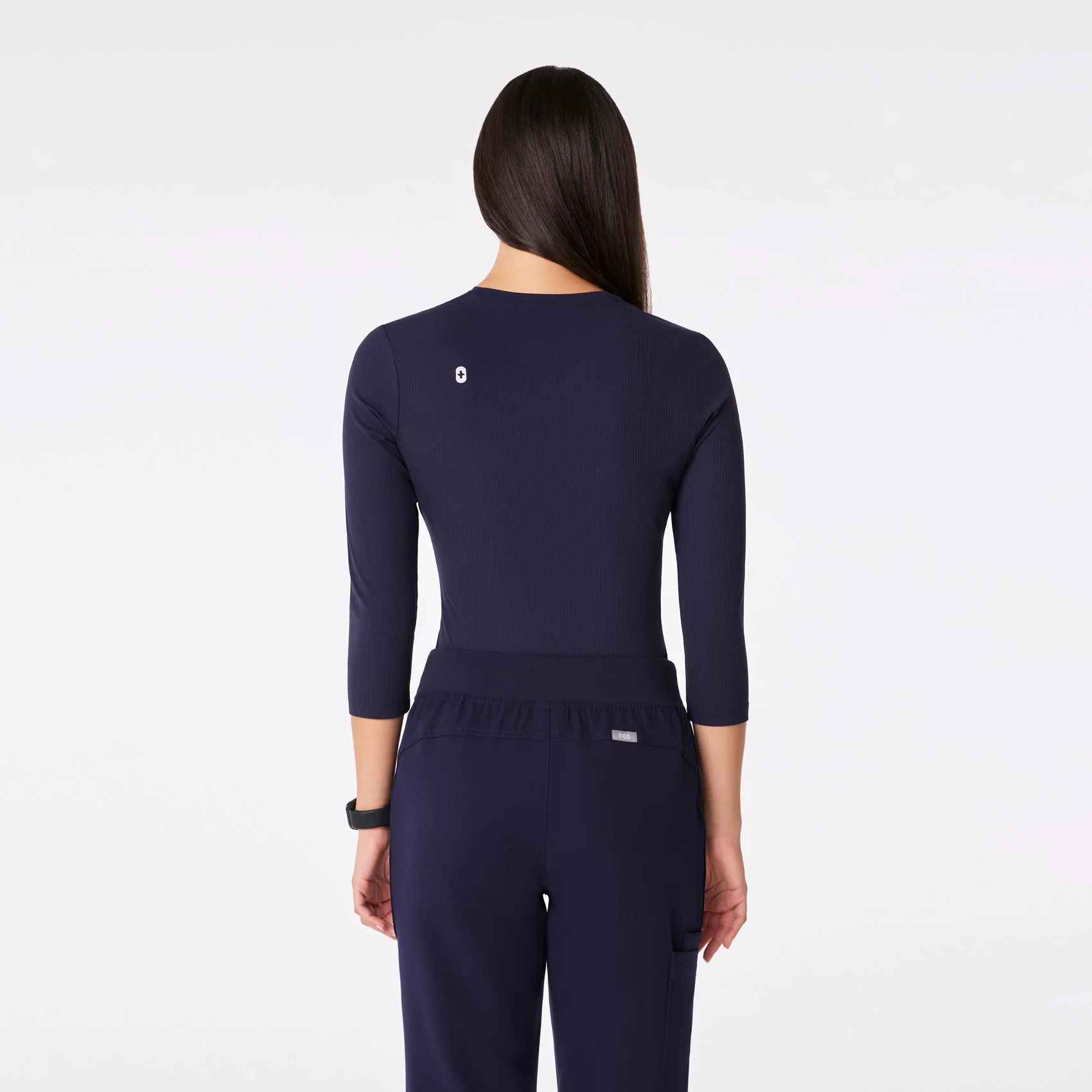 women's Navy Ribbed - ¾ Sleeve Underscrub - Image 5