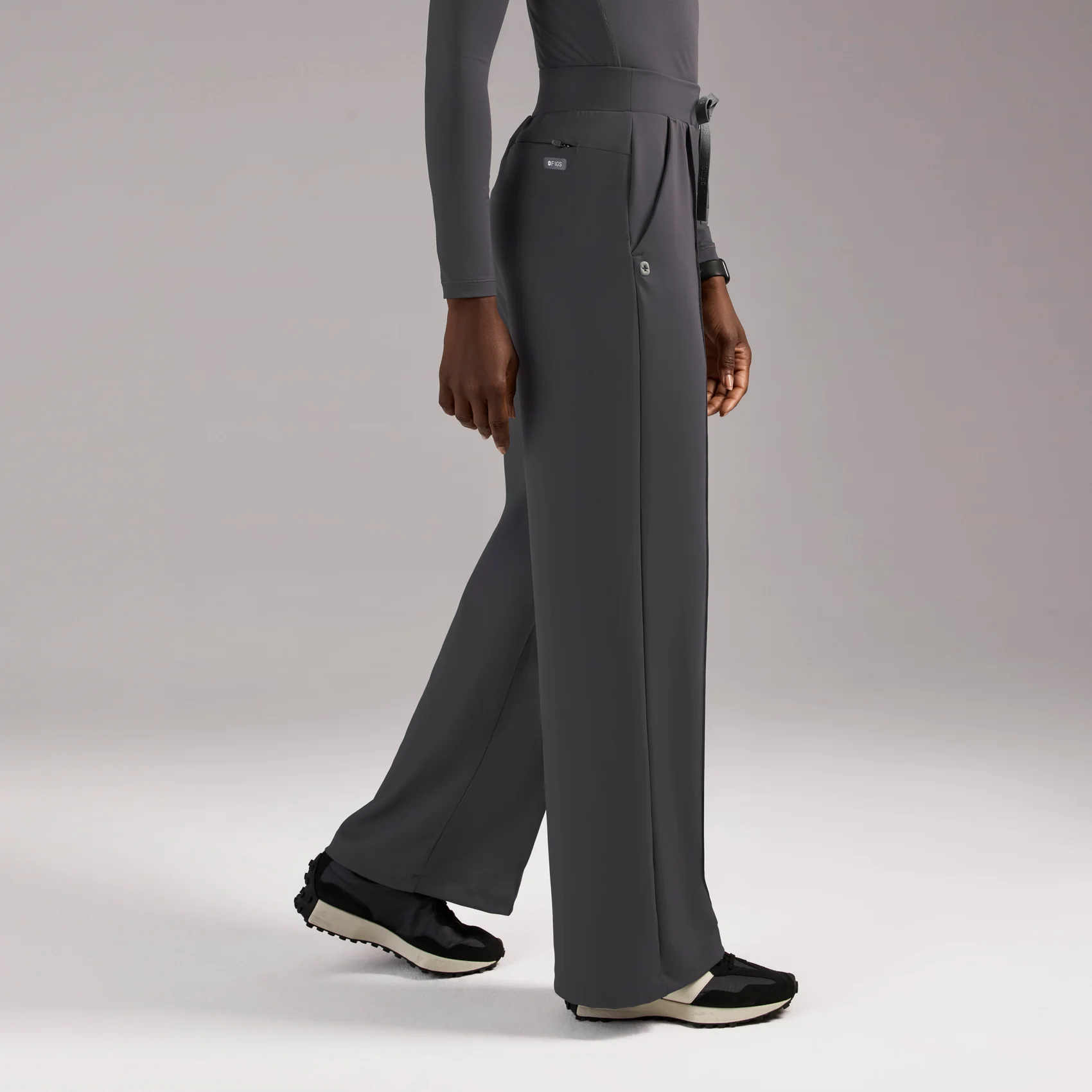 women's Charcoal High Waisted Salina FORMx Wide Leg - Tall Scrub Pant™ - Image 3