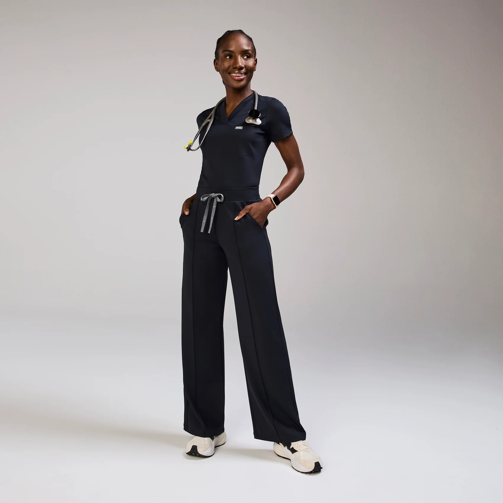 women's Navy High Waisted Salina FORMx Wide Leg - Scrub Pant™ - Image 2
